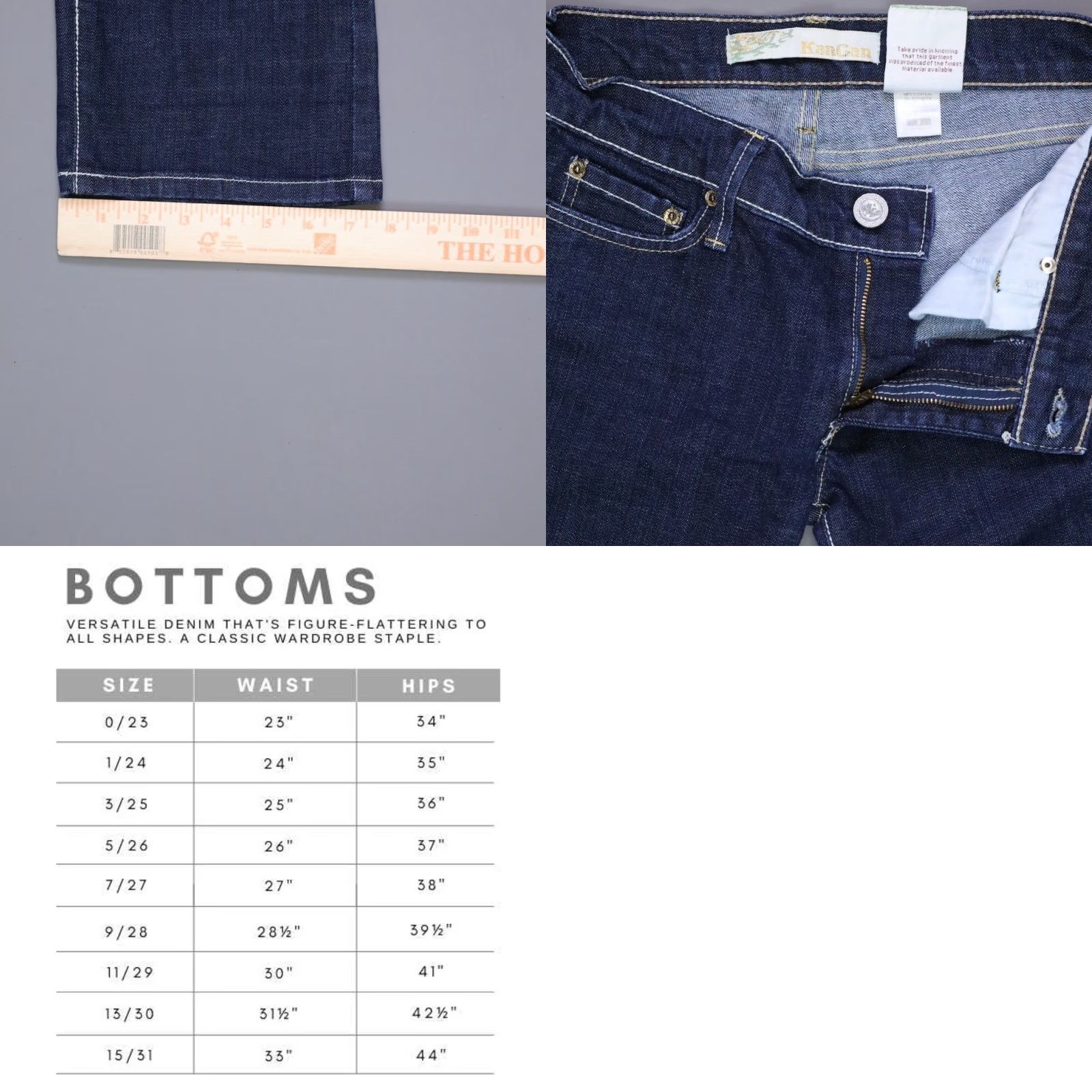 Vintage KANCAN Jeans Low Rise Embellished Straight Jeans Blue 28 Womens Studded 5-Pocket Design Size 28" / US 6 / IT 42 - 8 Thumbnail