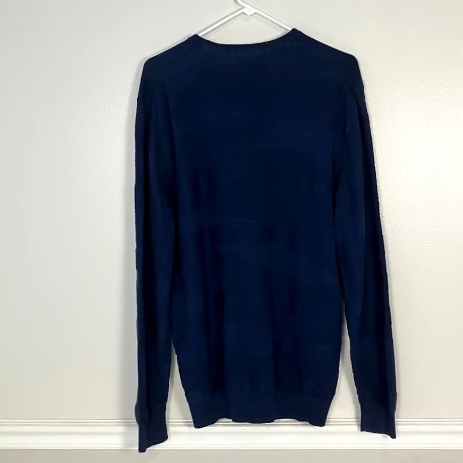 Alfani ALFANI Navy Blue Textured Crew Neck Long Sleeve Cotton Sweater Mens XL Pullover Knit Shirt Cardigan Style Regular Fit Women? Size US XL / EU 56 / 4 - 4 Thumbnail