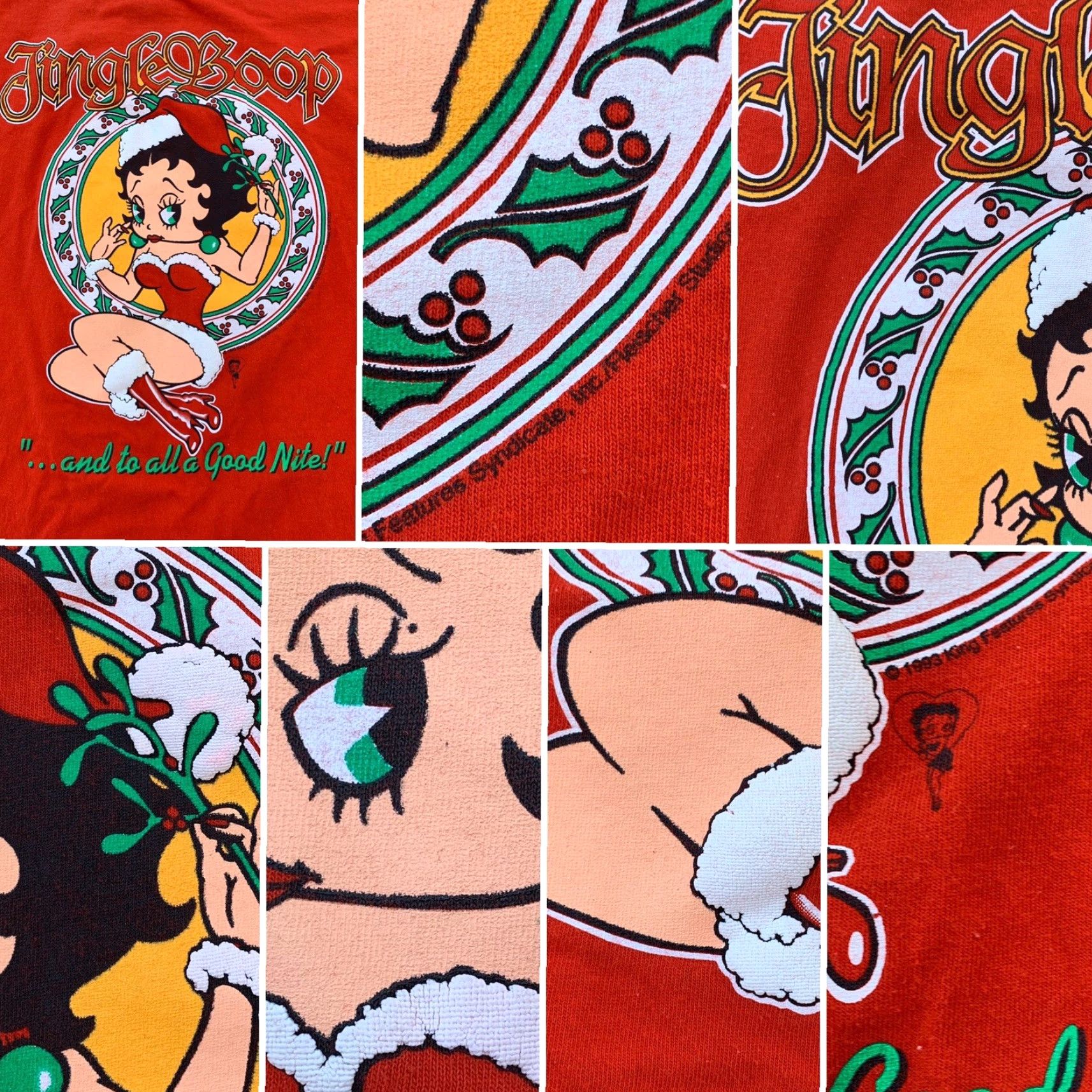 Vintage VINTAGE Jingle Boop And To All A Good Nite T Shirt Front Back Graphics Betty XXL Shirt Mens Red 1993 Christmas Betty Boop Jersey Cotton NJ Croce Size US XXL / EU 58 / 5 - 5 Thumbnail