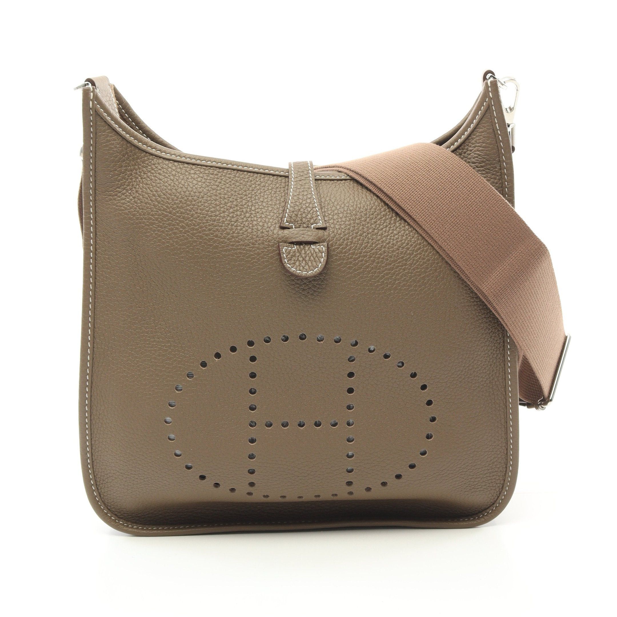 Hermes Hermes Evelyn 3 Troyes Pm Etoupe Shoulder Bag Clemence Leather Gray Brown Silver Hardware Z Stamp Size ONE SIZE - 1 Thumbnail