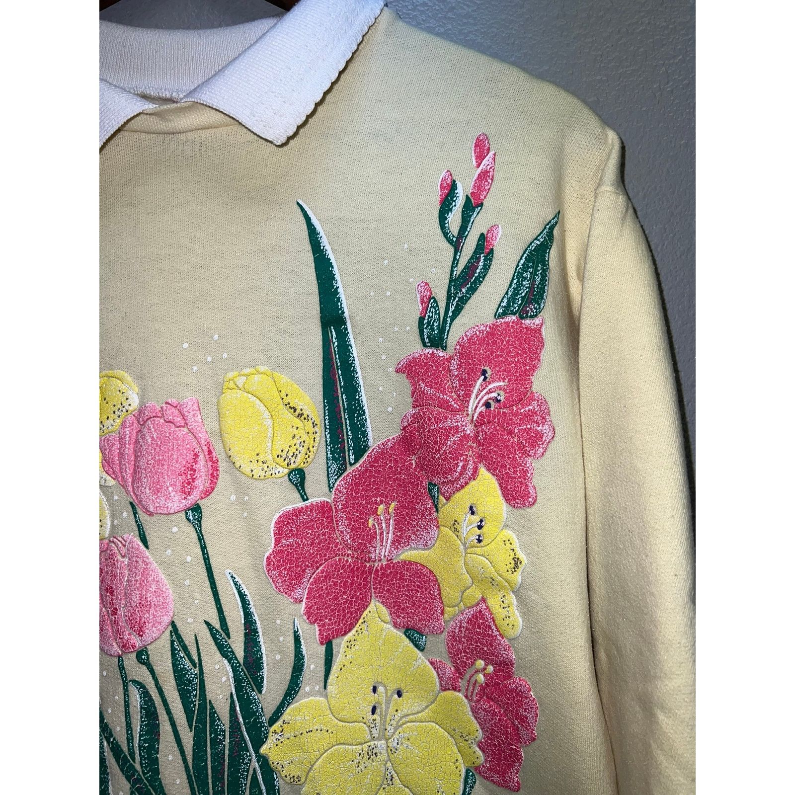 Vintage Vintage Flower Crewneck Floral Yellow Cottagecore Lace 90s M Size M / US 6-8 / IT 42-44 - 3 Thumbnail