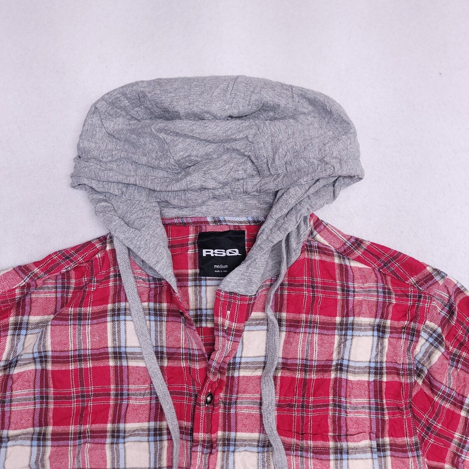 Rsq RSQ Casual Button Up Hoodie Mens Size Medium M Red Plaid Size US M / EU 48-50 / 2 - 1 Thumbnail