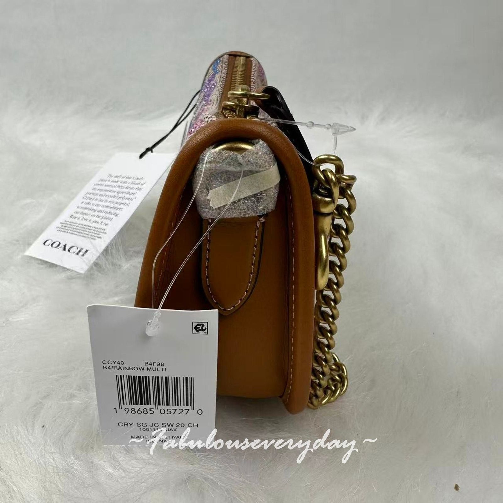 Coach Coach Swinger Bag 20 Chain Crystal Sig Jacquard Rainbow Size ONE SIZE - 3 Thumbnail