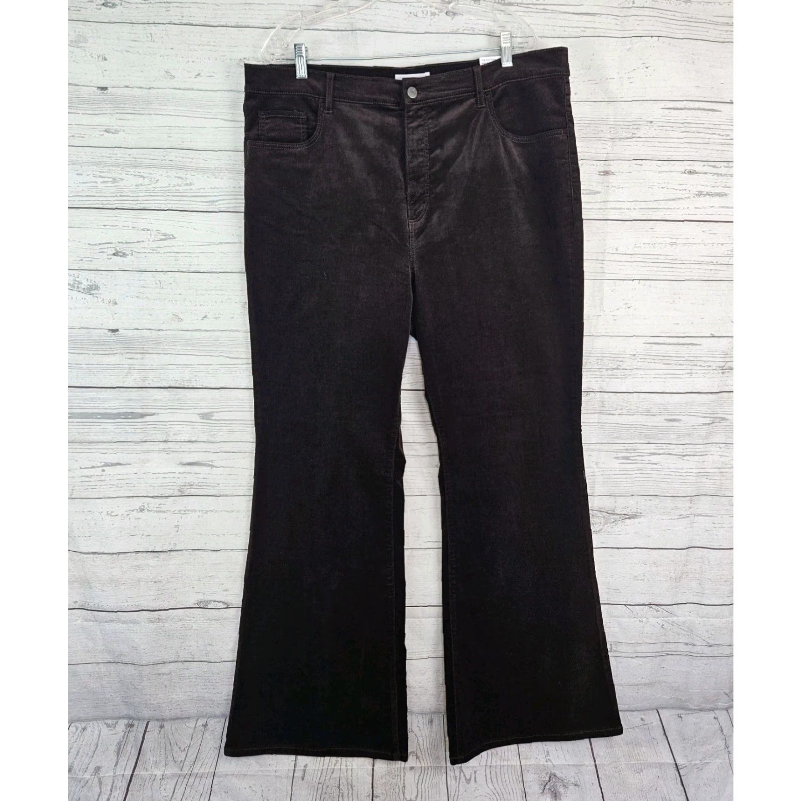 Loft Ann Taylor LOFT Womens Slim Flare Corduroy Pants Sz 18 Brown High Rise Size 40" / US 18 - 2 Thumbnail
