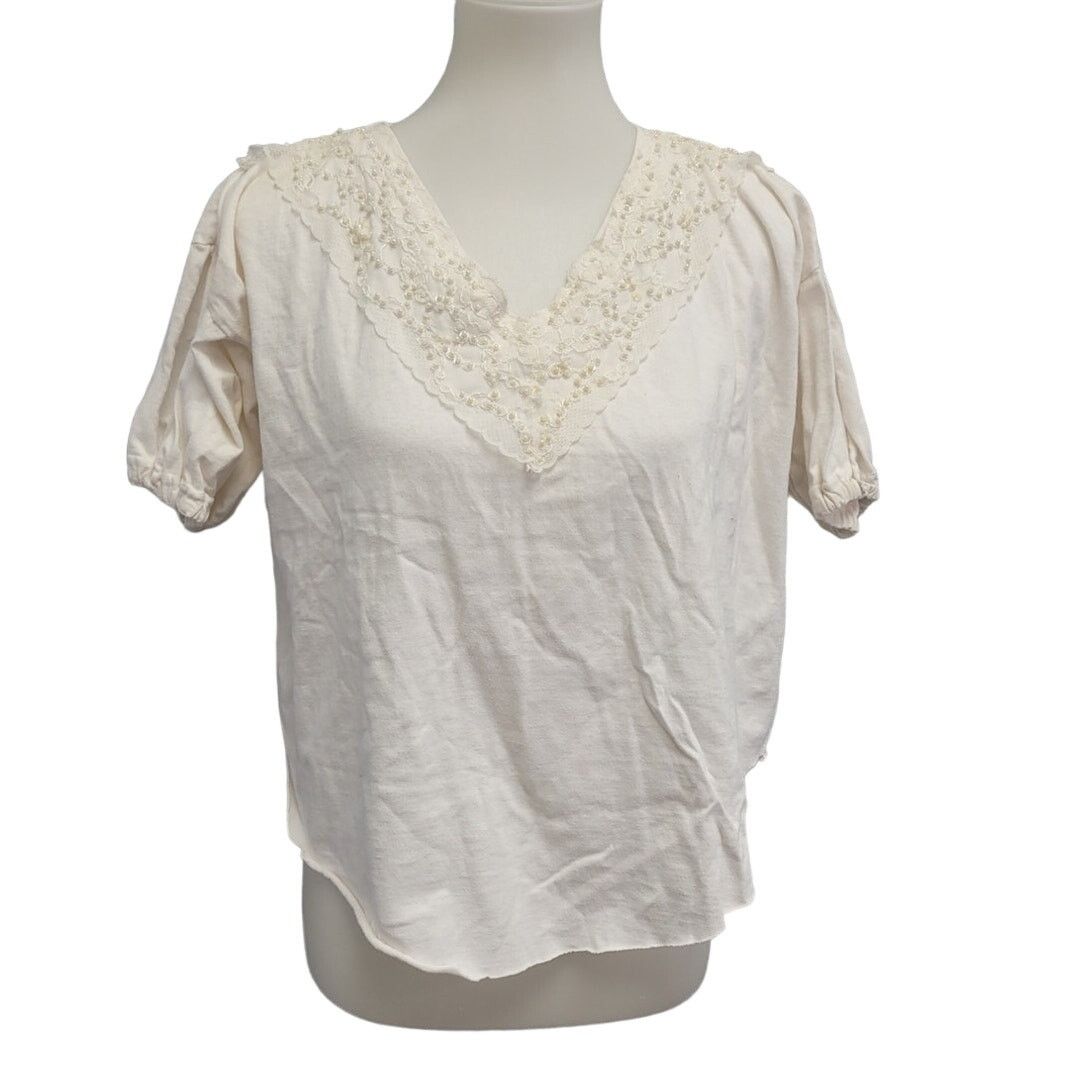 Other Vintage Bravo Womens Medium Short Sleeve V Neck Cropped Top Size M / US 6-8 / IT 42-44 - 1 Thumbnail