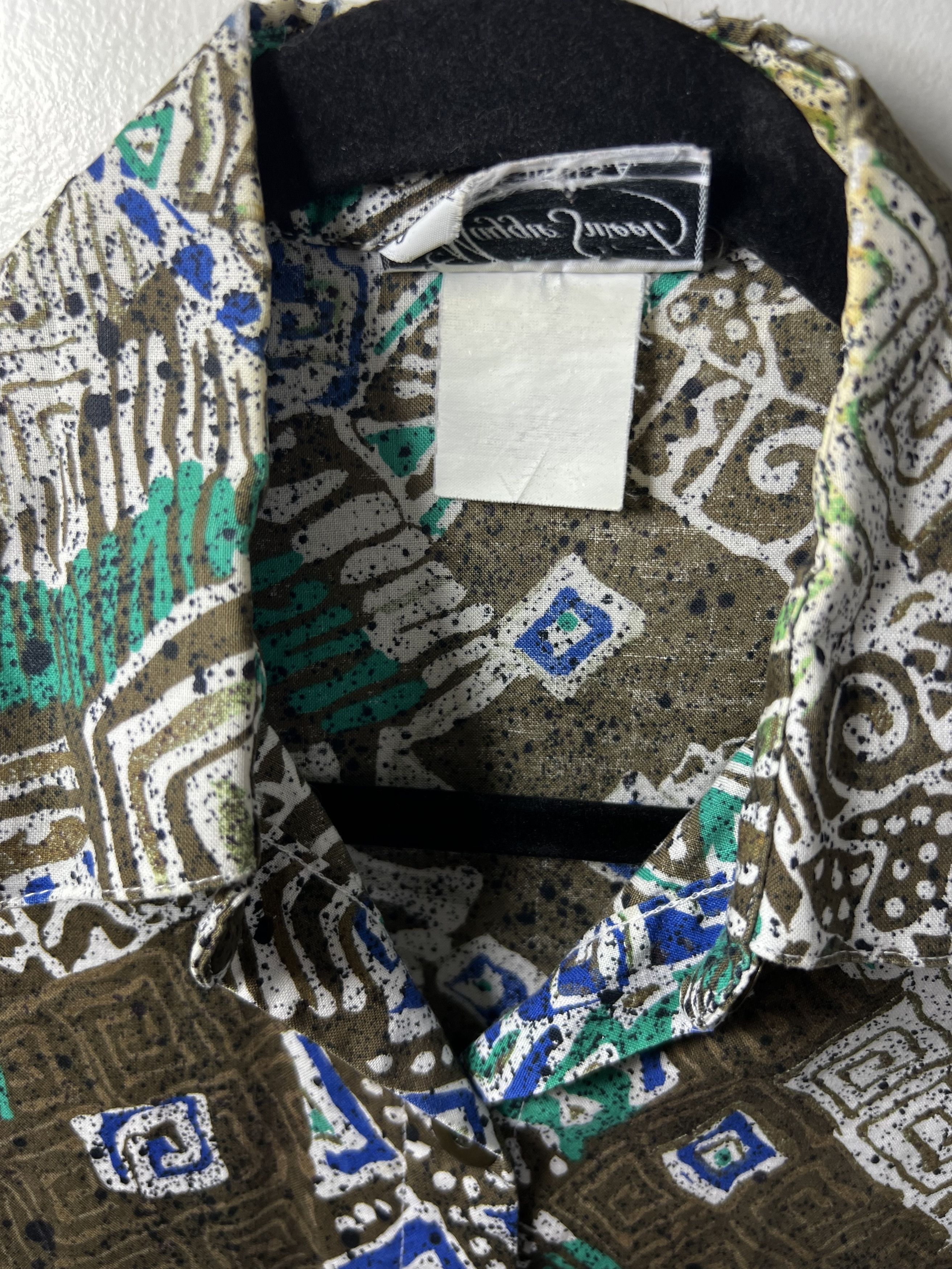 Tribal Streetwear × Vintage Vintage Maggie Sweet Tribal Print Button Up Shirt Size M / US 6-8 / IT 42-44 - 2 Thumbnail