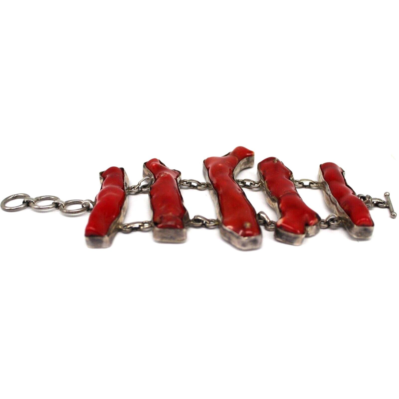 Other Vintage Native American Red Branch Coral Silver Bracelet •8" Size ONE SIZE - 2 Thumbnail