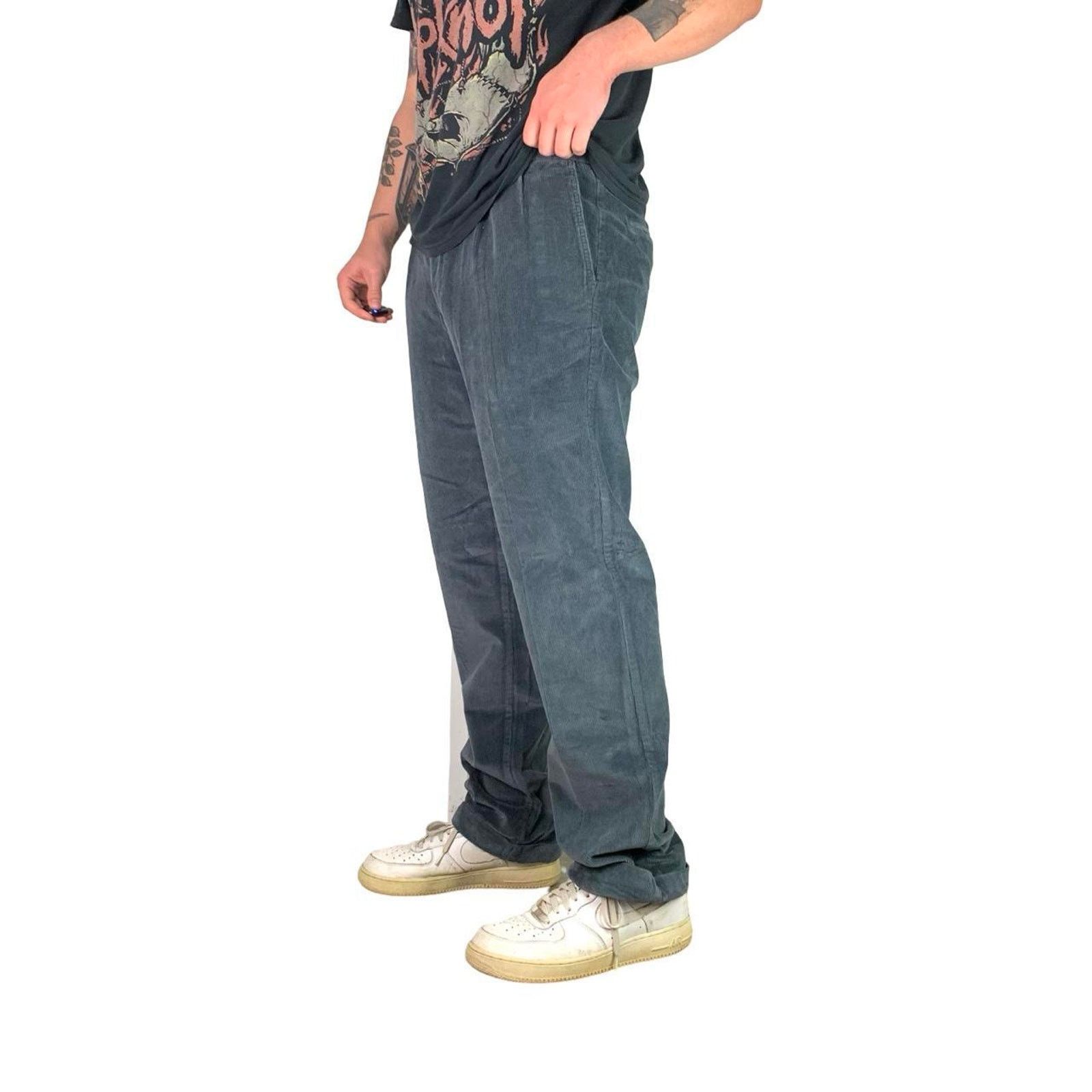 Vintage 90s Vintage Blueish Grey Corduroy Pants Size US 36 / EU 52 - 1 Thumbnail
