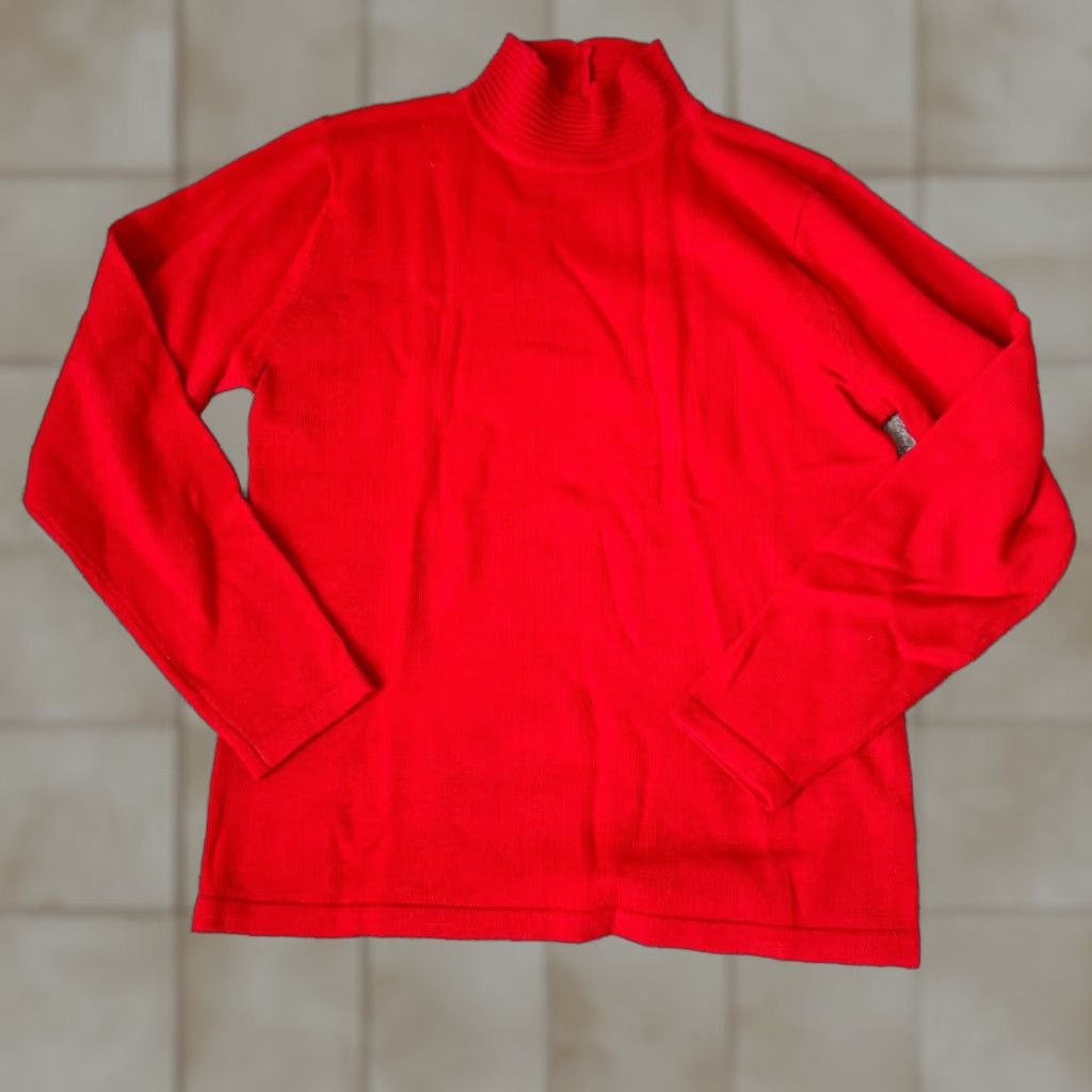 Vintage VINTAGE Danielle Martin Sweater Womens Small Red 100% Wool Mock Neck 90s Pullover Ladies Wool Ser Size S / US 4 / IT 40 - 1 Thumbnail