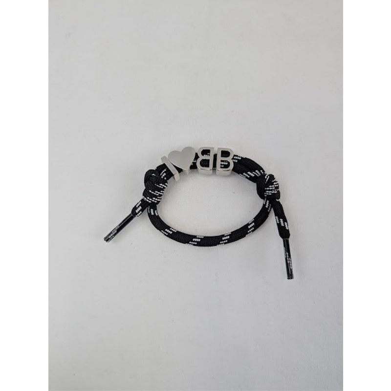 Balenciaga o1rshd1 / 555 / Size: OS / I Heart BB Bracelet Black / White Size ONE SIZE - 7 Thumbnail