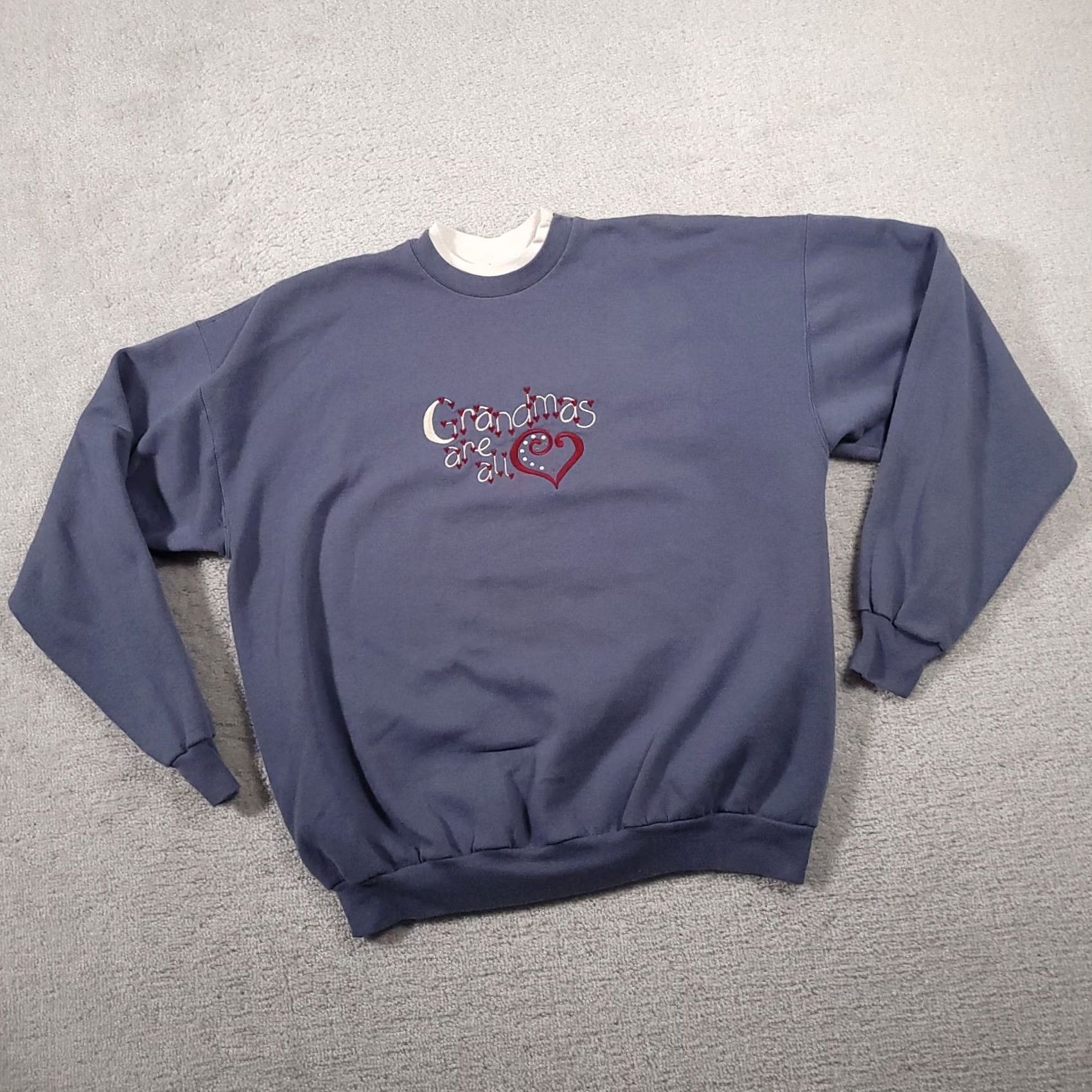 Vintage VINTAGE M&C Sportswear Grandma Crewneck Sweatshirt Embroidered Women's XL Blue Heart Shirt Women 90s Pullover Crew Neck Cotton Polyester Size XL / US 12-14 / IT 48-50 - 2 Thumbnail