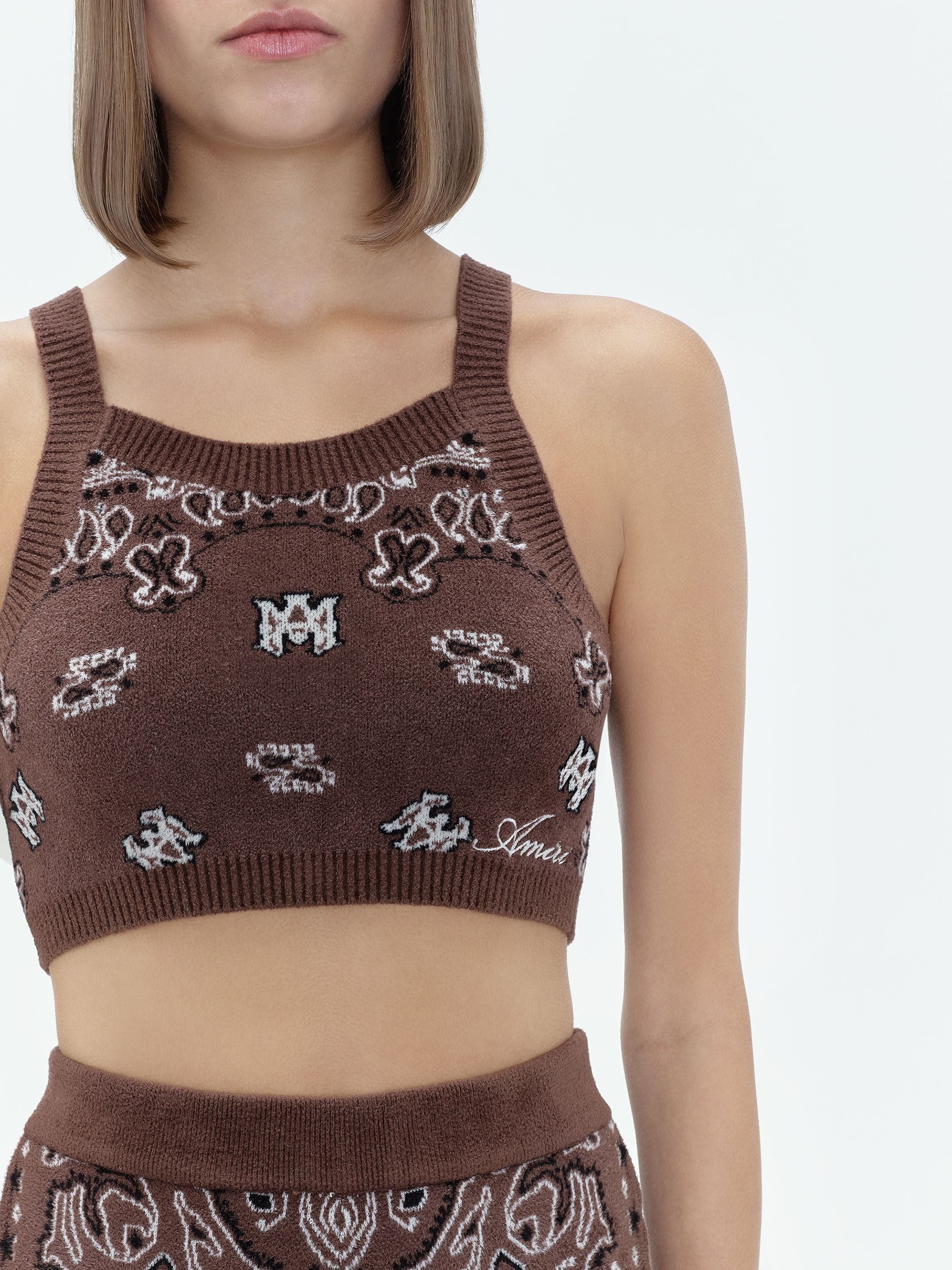 Amiri oc11z0325 Bandana Cropped Tank Top in Brown/White Size XL / US 12-14 / IT 48-50 - 3 Thumbnail