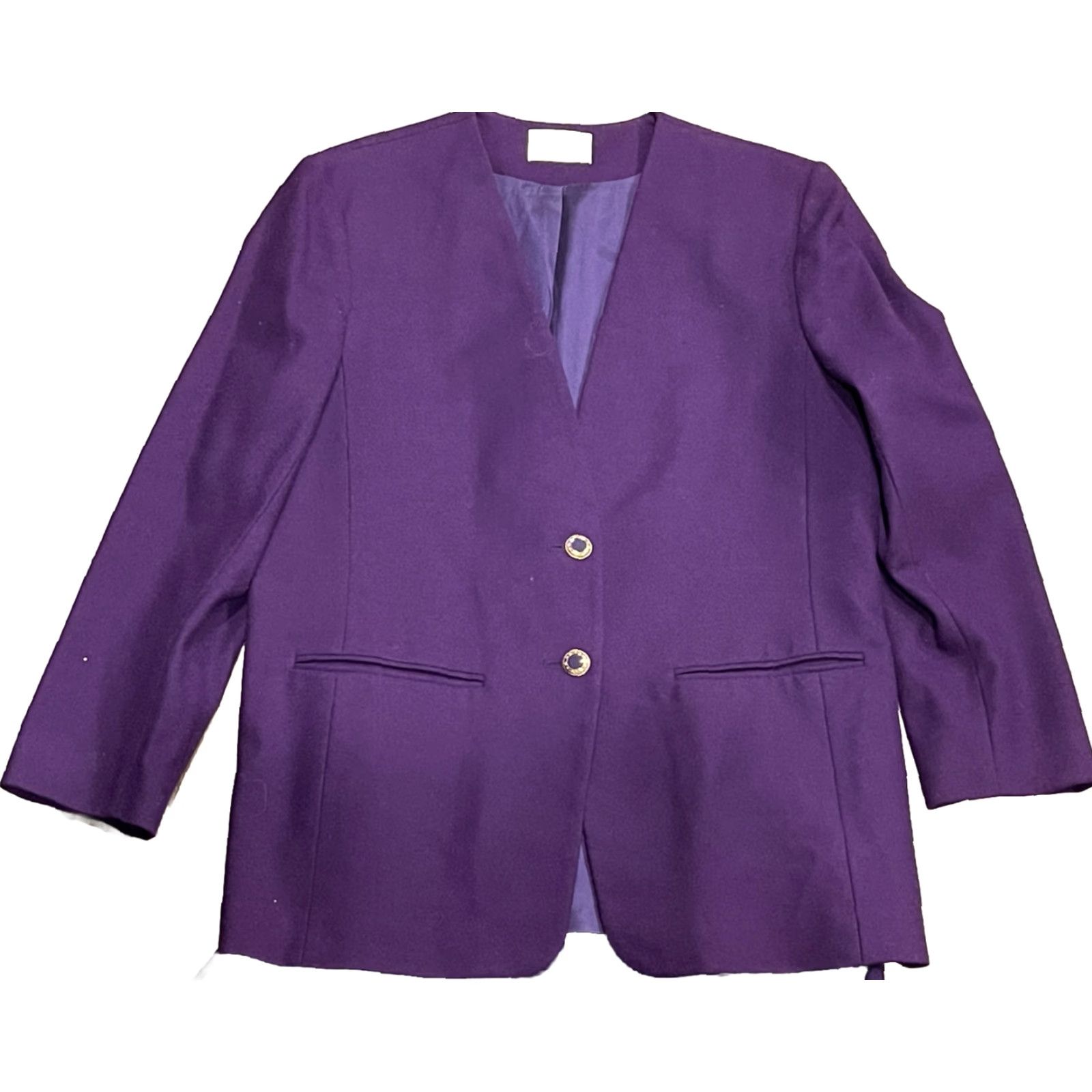 Pendleton VINTAGE Pendleton Wool Skirt Suit Set Womens Size 12 Purple Check Formal Business 2-Piece Mid Length Size 34" / US 12 / IT 48 - 2 Thumbnail