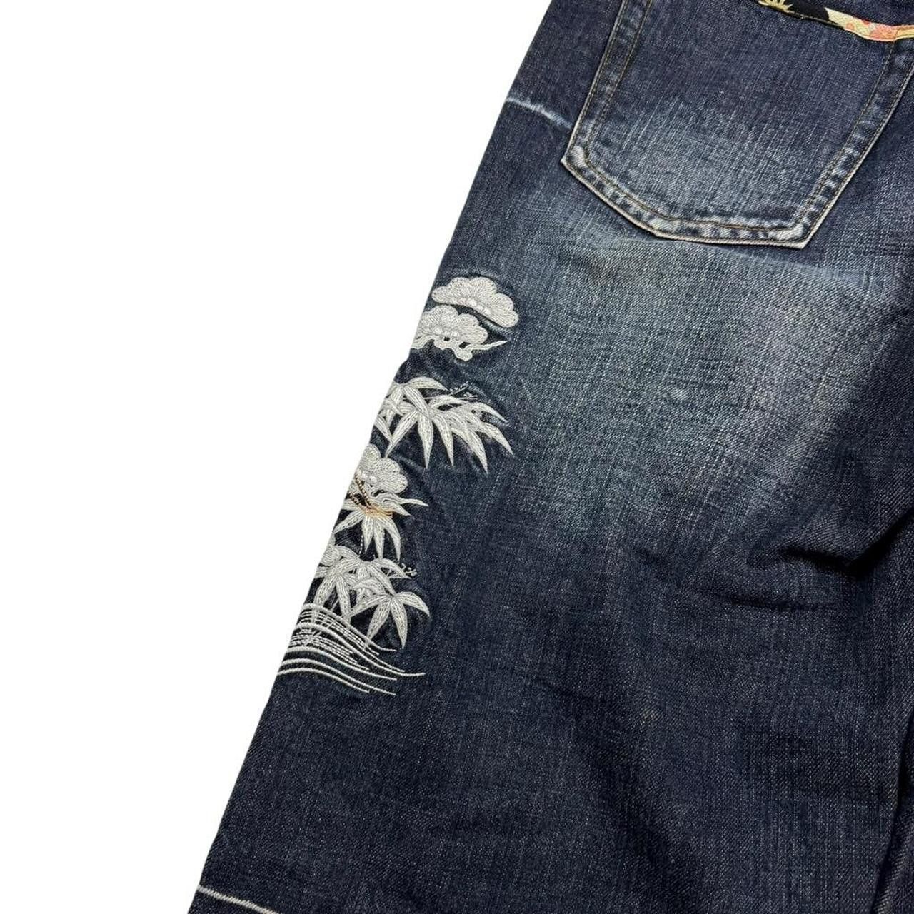 Karakuri Tamashii Karakuri Tamashii Embroidered Bird Japanese Jeans - Waist 35 Size US 35 - 3 Thumbnail