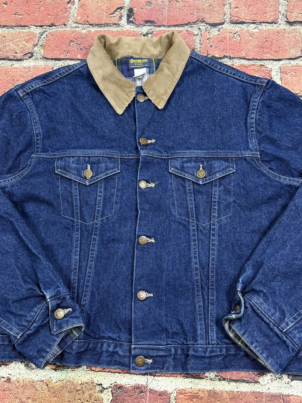 Oshkosh Vintage 80s OshKosh Bgosh Flannel Lined Denim Trucker Jacket Size US XL / EU 56 / 4 - 6 Thumbnail