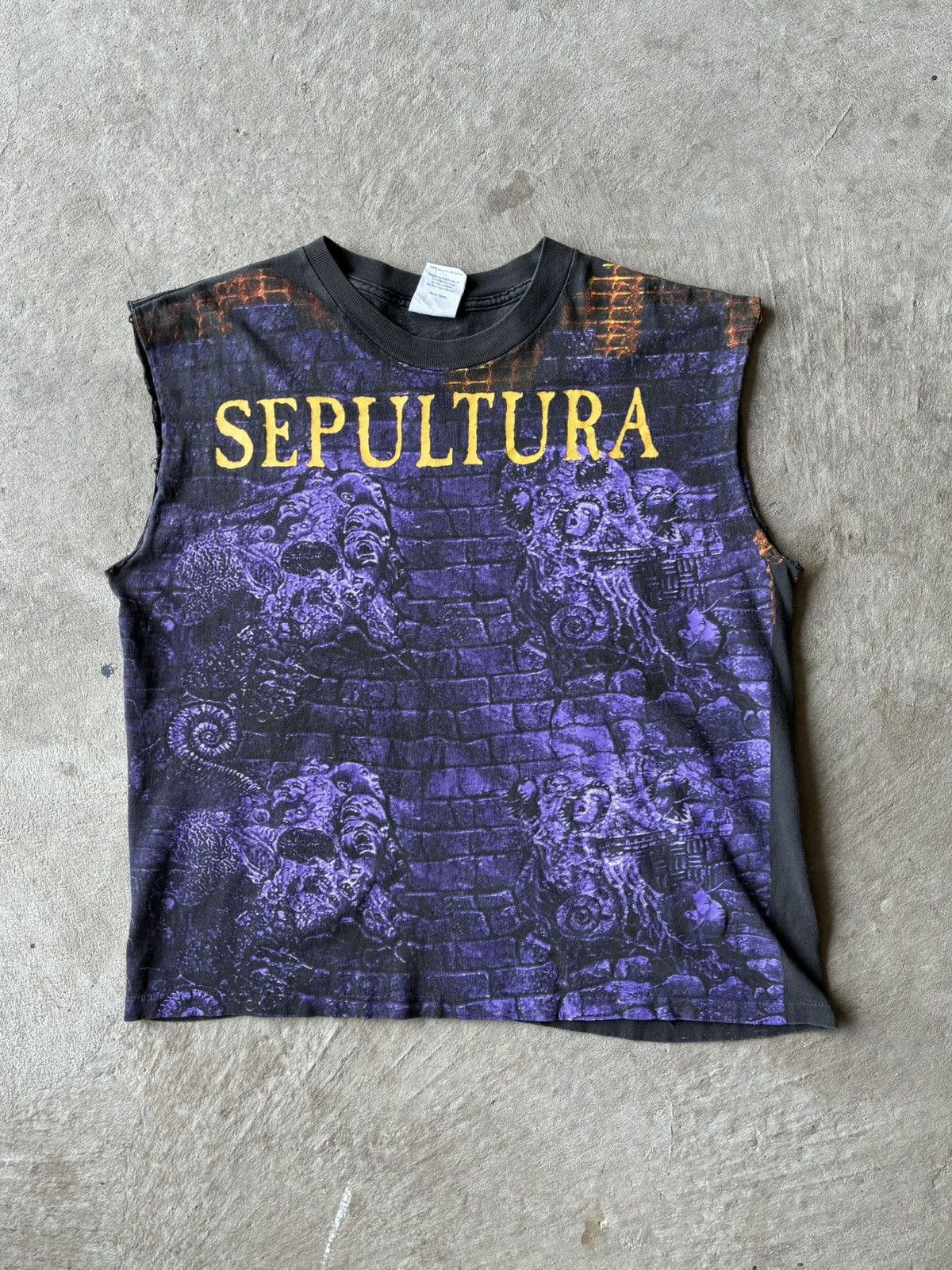 Band Tees Vintage 1993 Sepultura Chaos AD Biotech All Over Print Shirt Size US L / EU 52-54 / 3 - 2 Thumbnail