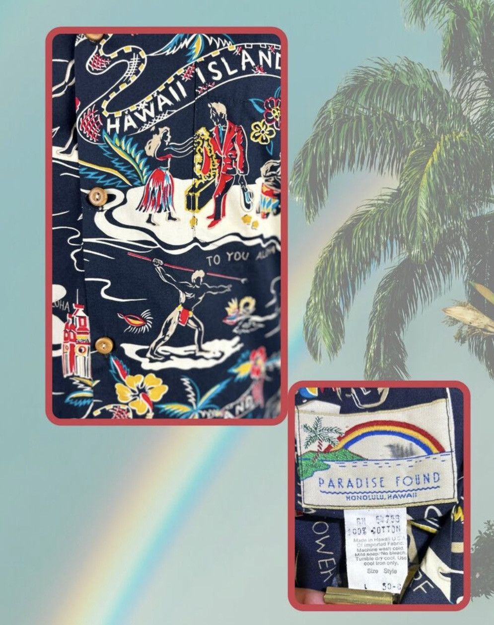 Paradise Found Vintage 80s Paradise Found Hawaiian Aloha Shirt Size US L / EU 52-54 / 3 - 3 Thumbnail