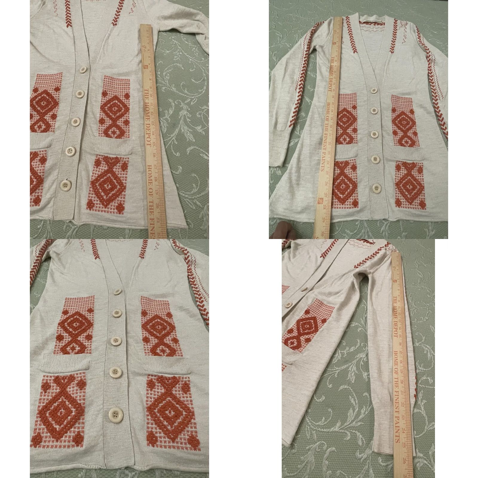 Vintage Twelfth Street By Cynthia Vincent Sweater Womens S White Embroidered Cardigan Size S / US 4 / IT 40 - 8 Thumbnail