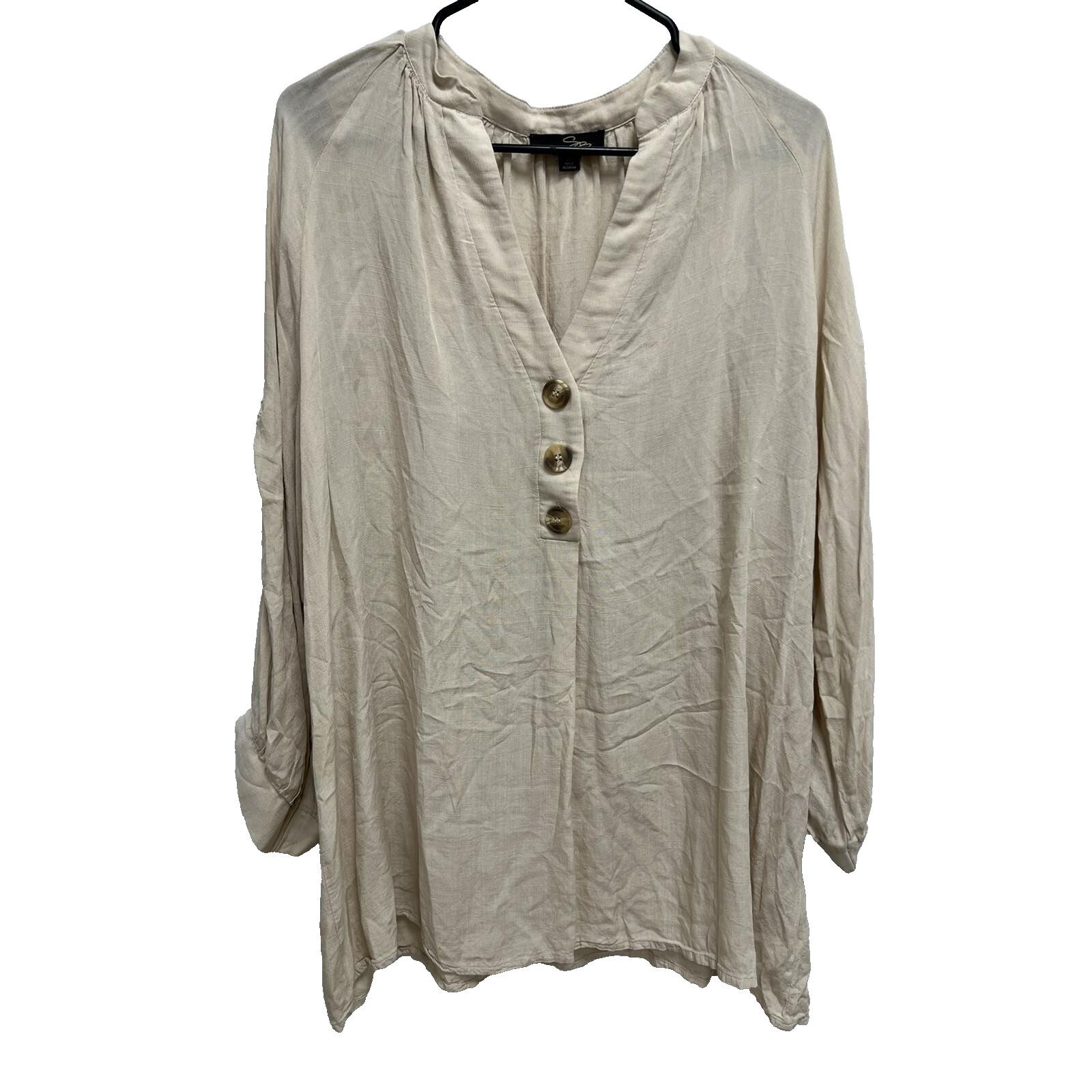 & Other Stories Suzanne Betro Cream Button Blouse Long Sleeve 3X A001445 Size 3XL / US 20-22 - 1 Thumbnail