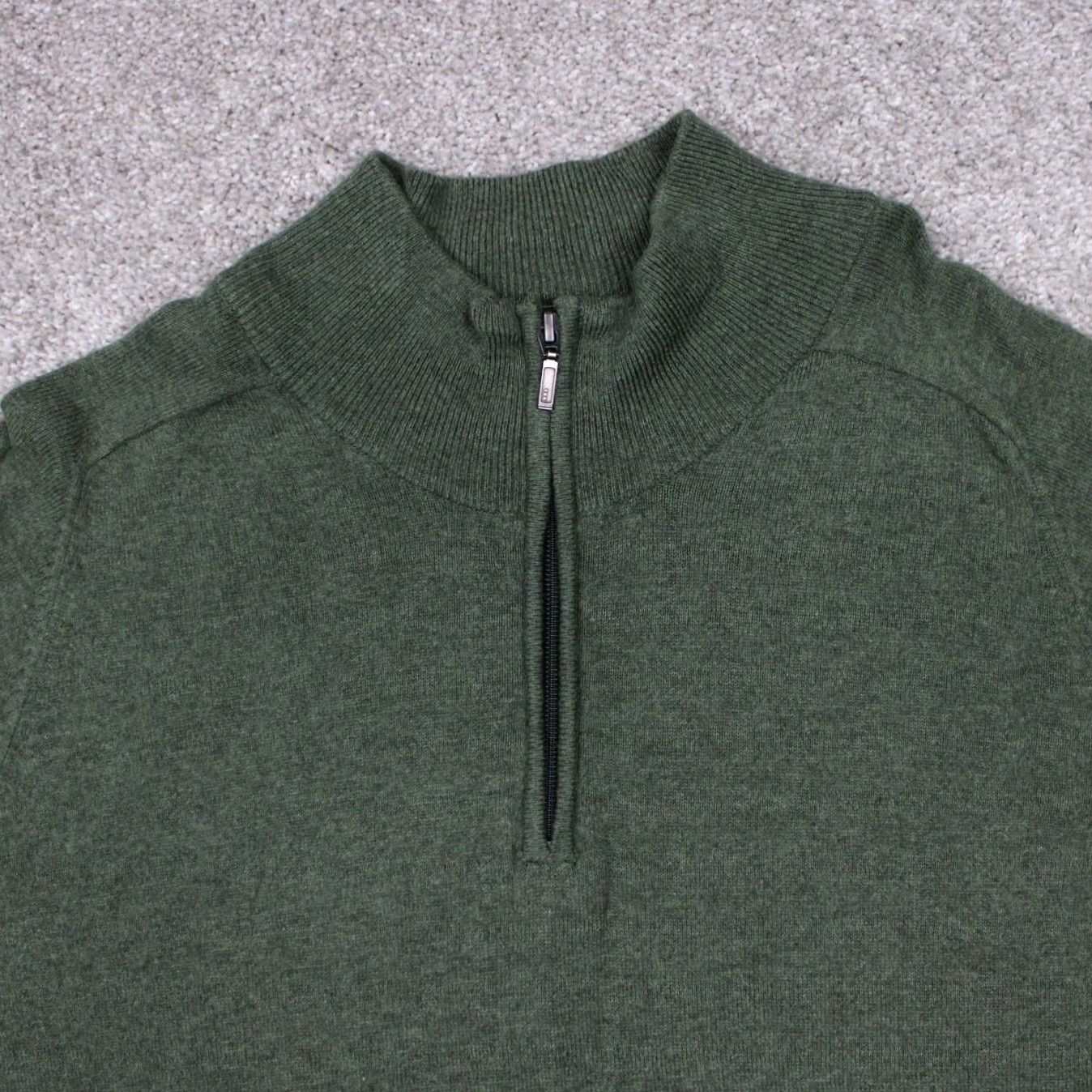 Vintage L.L. Bean Sweater Mens Large Green 1/4 Zip Pullover Casual Knit Cashmere Cotton Sweatshirt L/S Size US L / EU 52-54 / 3 - 5 Thumbnail