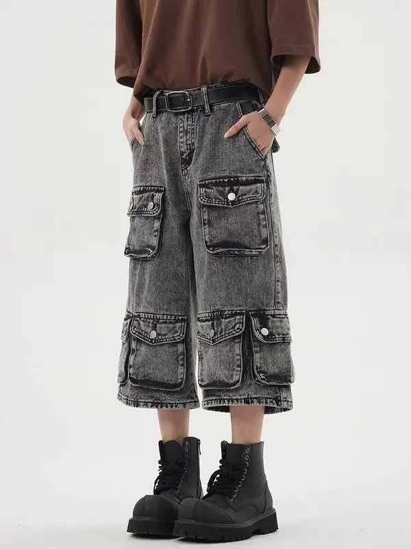 Japanese Brand VIBE Heavy wash vintage multi-pocket cargo denim shorts Size US 30 / EU 46 - 6 Thumbnail