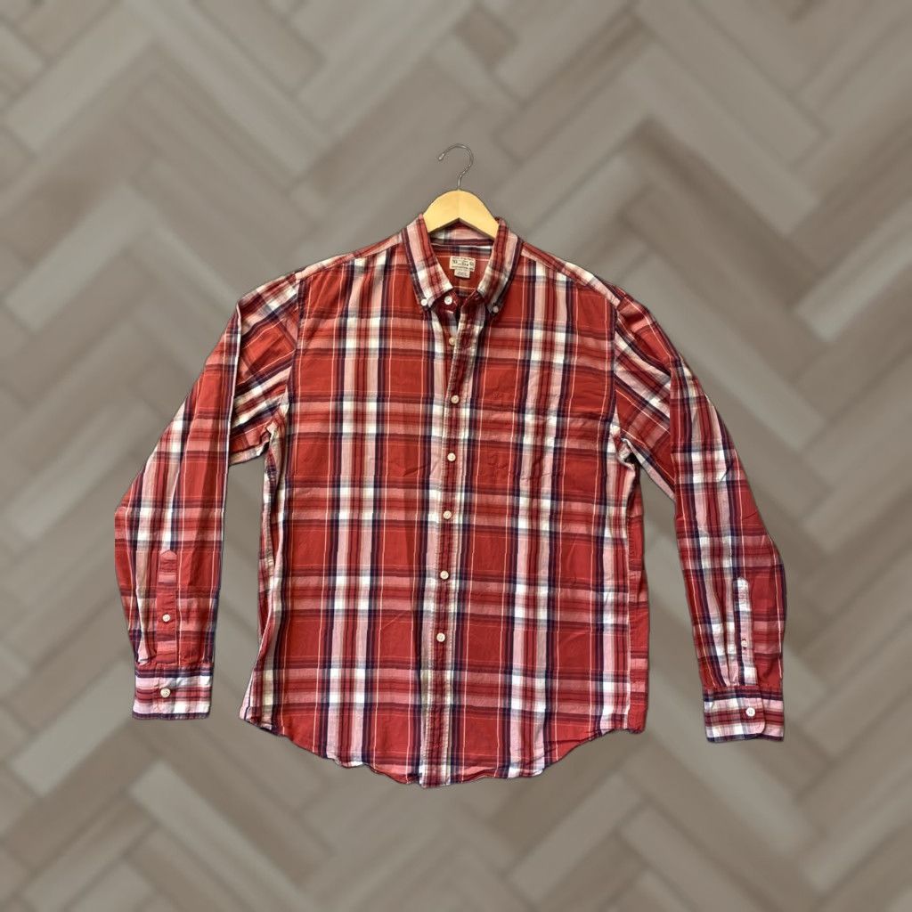 J.Crew VINTAGE J.CREW SHIRT Mens L Crimson Plaid Oxford 100% Cotton Slim Fit Button-Up Long Sleeve Size US L / EU 52-54 / 3 - 1 Thumbnail