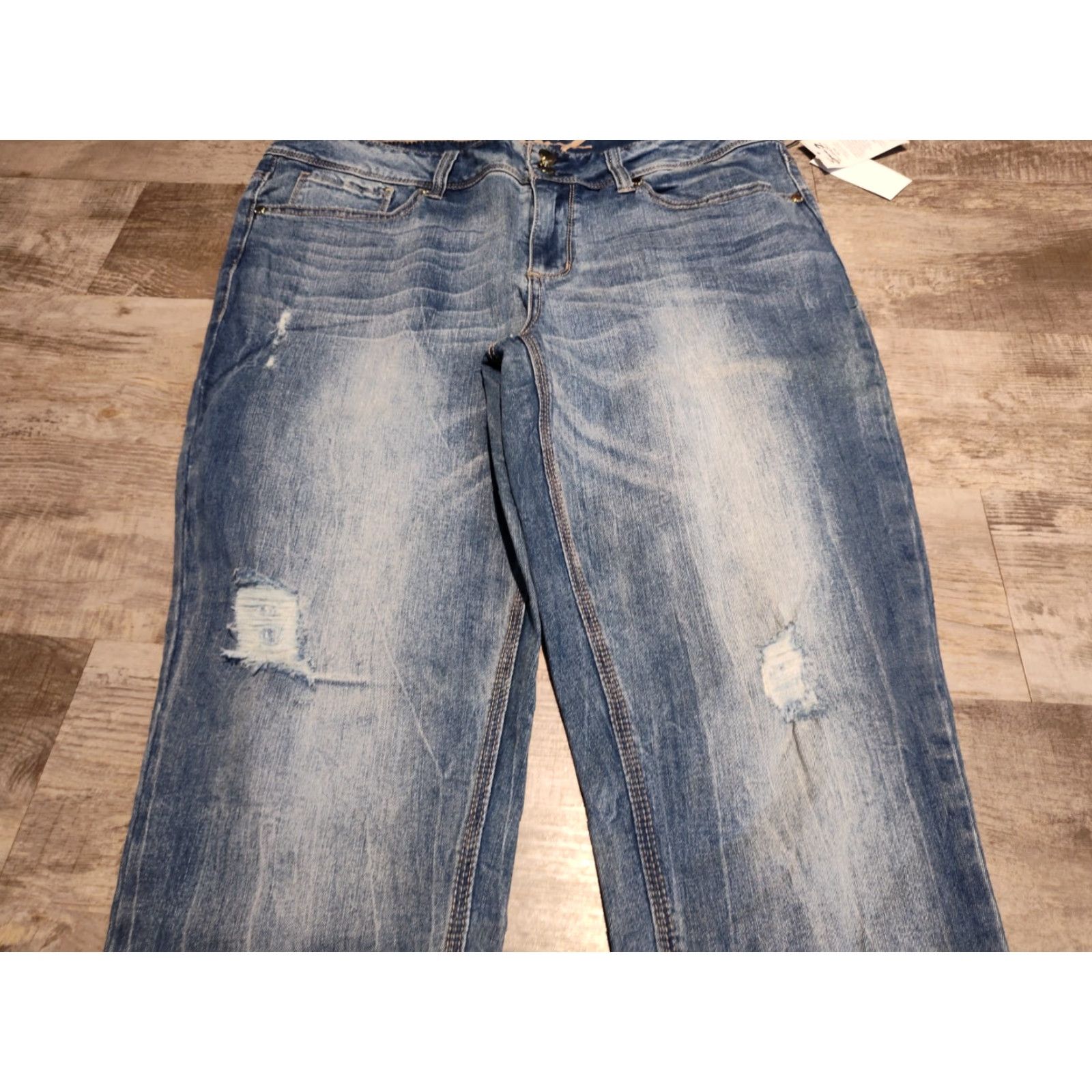 7 For All Mankind 7 For All Mankind Women's Lobo Skinny Jeans Size 16 Distressed Blue Denim Mid Rise 30 in Inseam Size 26" / US 2 / IT 38 - 3 Thumbnail