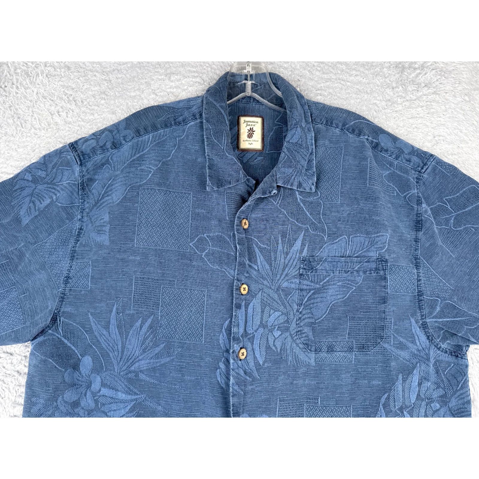 Vintage Jamaica Jaxx Shirt Men XL Blue Floral Leaf Silk Button Up Hawaiian Size US XL / EU 56 / 4 - 4 Thumbnail