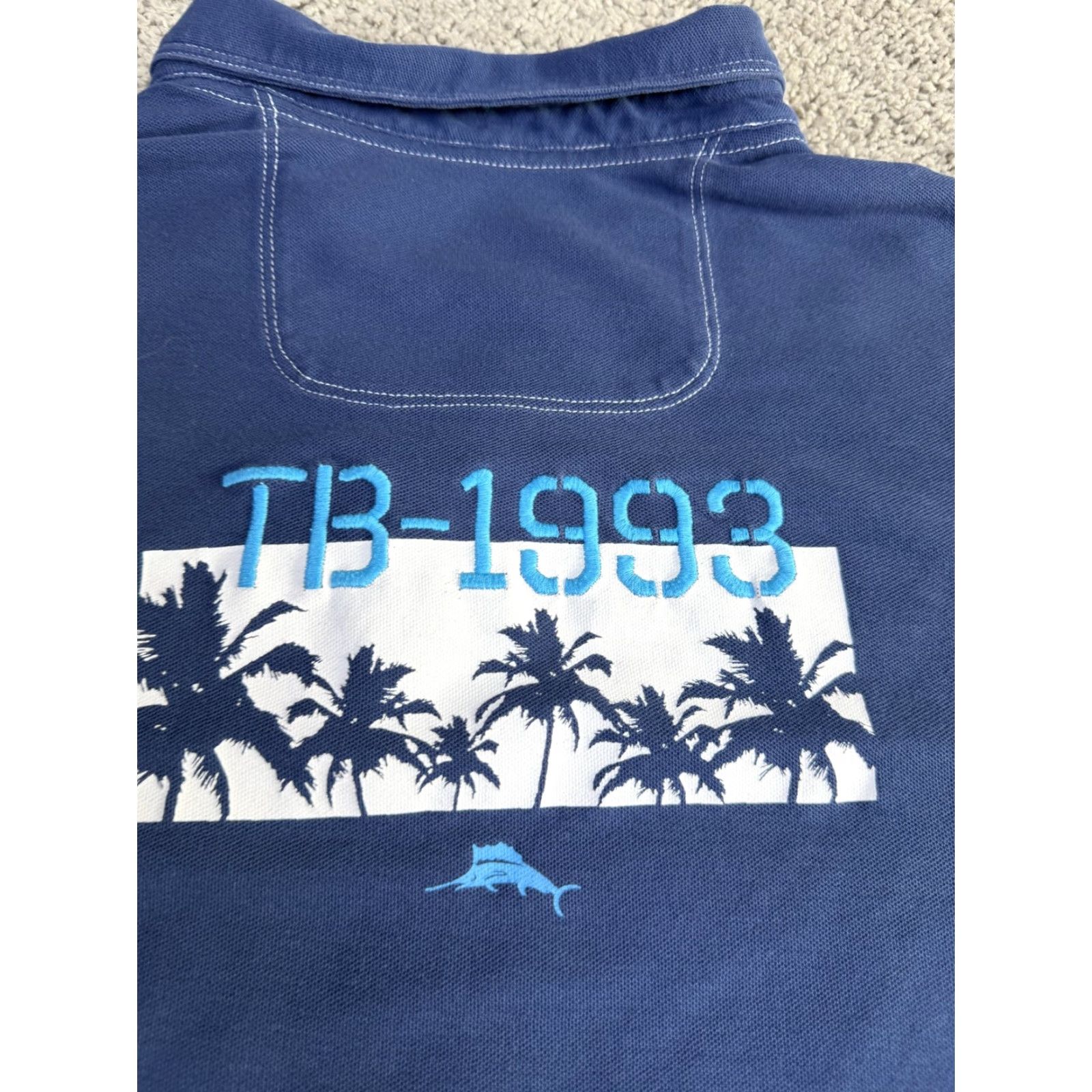 Tommy Bahama VINTAGE Tommy Bahama IslandZone Polo Shirt Mens XL Blue TB 1993 Palm Trees Graphic Back Size US XL / EU 56 / 4 - 3 Thumbnail