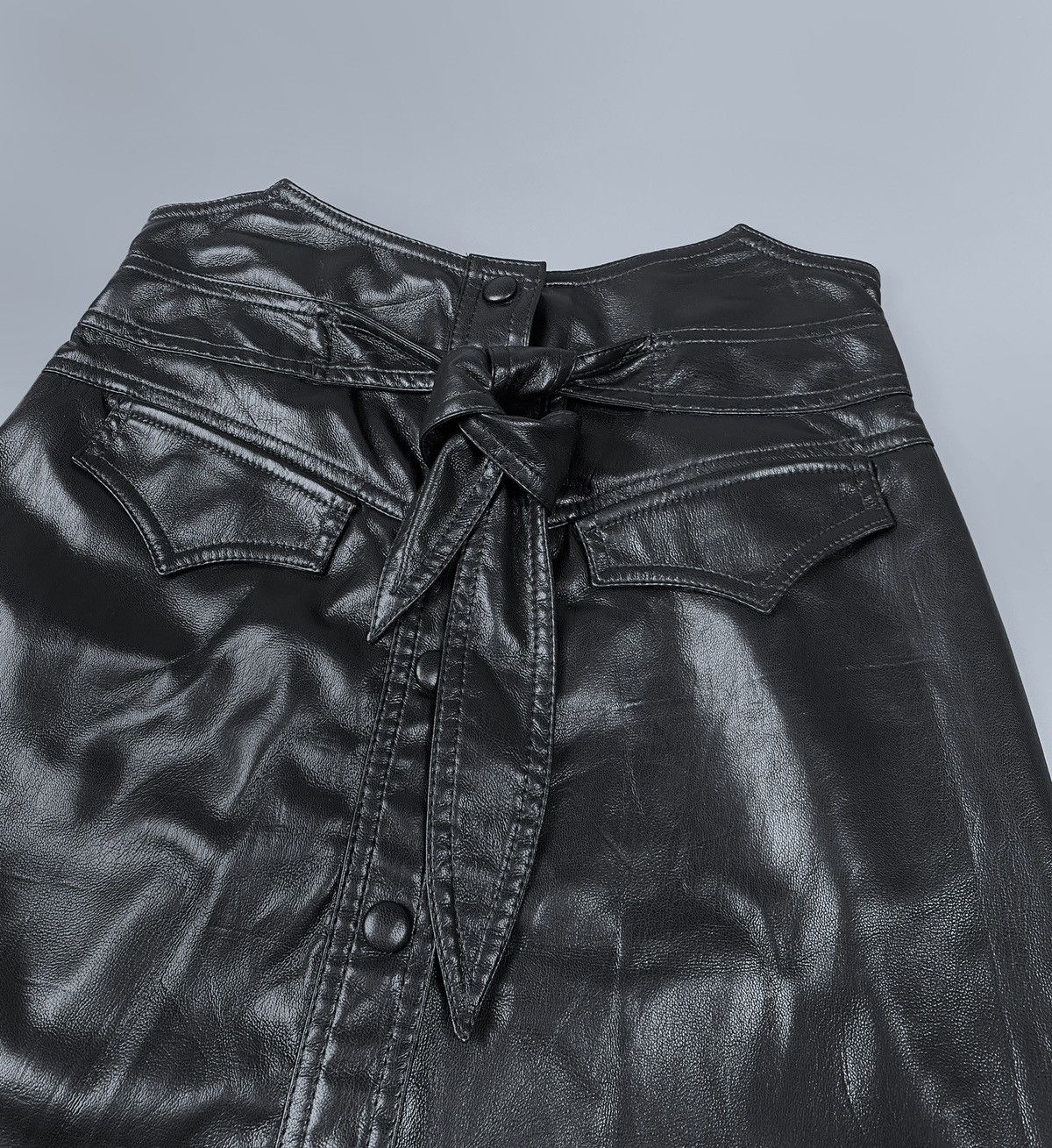 Nanushka Women's NANUSHKA Meda Belted Chai Vegan Leather Mini Skirt M Size 28" / US 6 / IT 42 - 5 Thumbnail