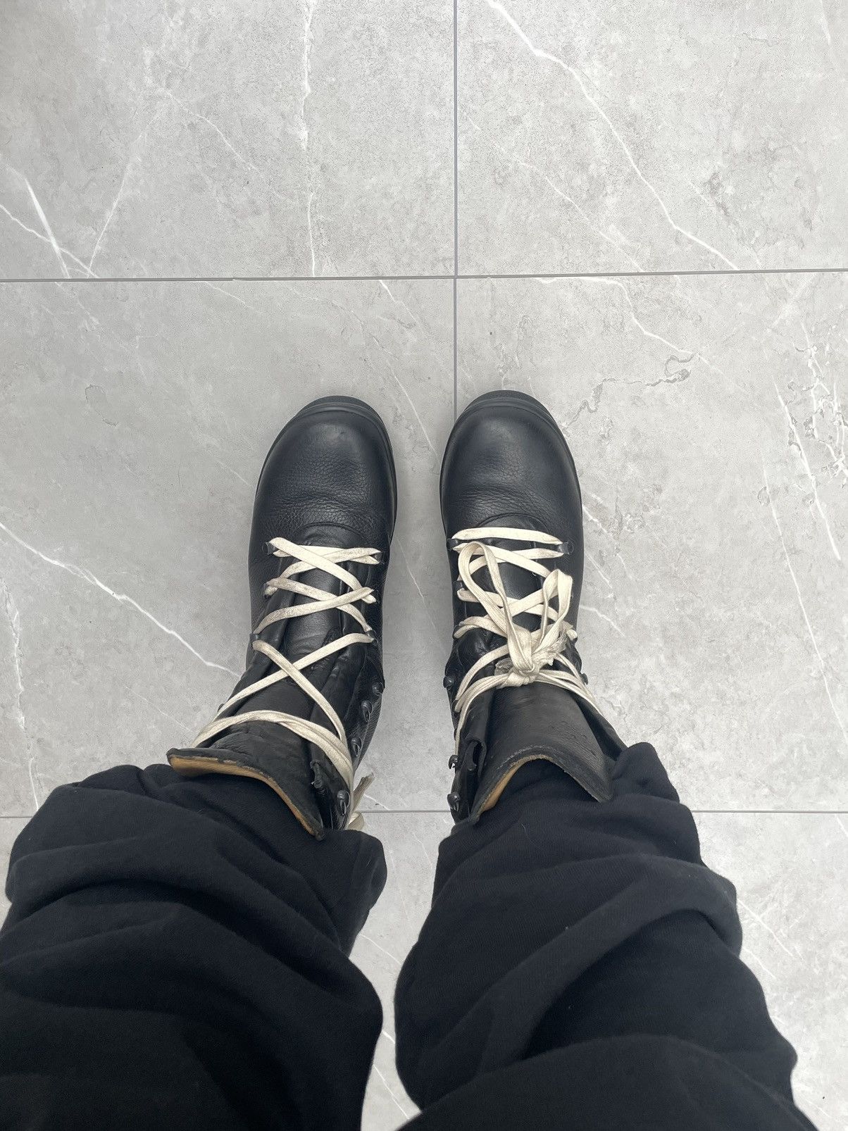 Vintage 1970s Vintage Military Black Leather Combat Boots Size US 10 / EU 43 - 3 Thumbnail