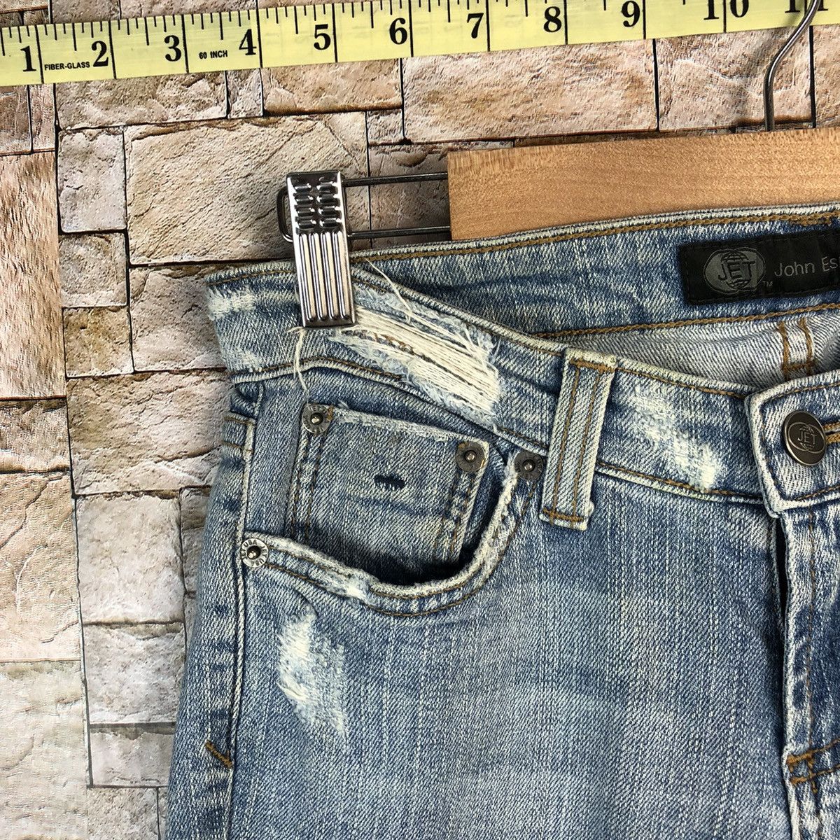 Japanese Brand John Esraya Blue Distressed Denim Pants #A952 Size 27" / US 4 / IT 40 - 8 Thumbnail