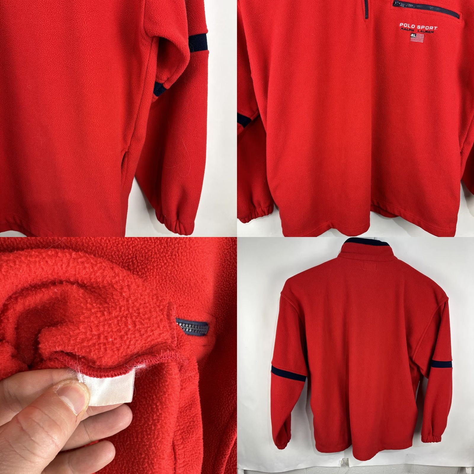Vintage VINTAGE Polo Sport Polo Sport 1/4 Zip Pullover Red Fleece 2XL Shirt Mens Size US XXL / EU 58 / 5 - 8 Thumbnail