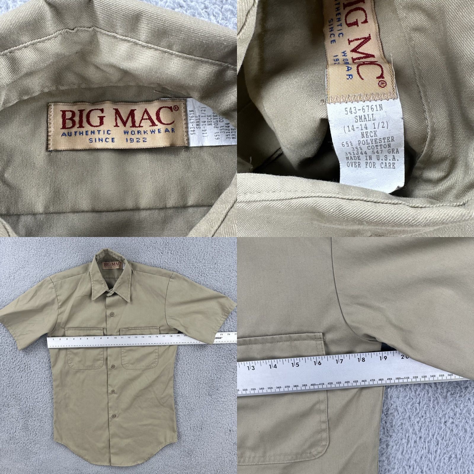 Vintage VINTAGE Big Mac Shirt Button Down Short Sleeve Beige Small Made In USA Work Wear 1970s Size US S / EU 44-46 / 1 - 8 Thumbnail