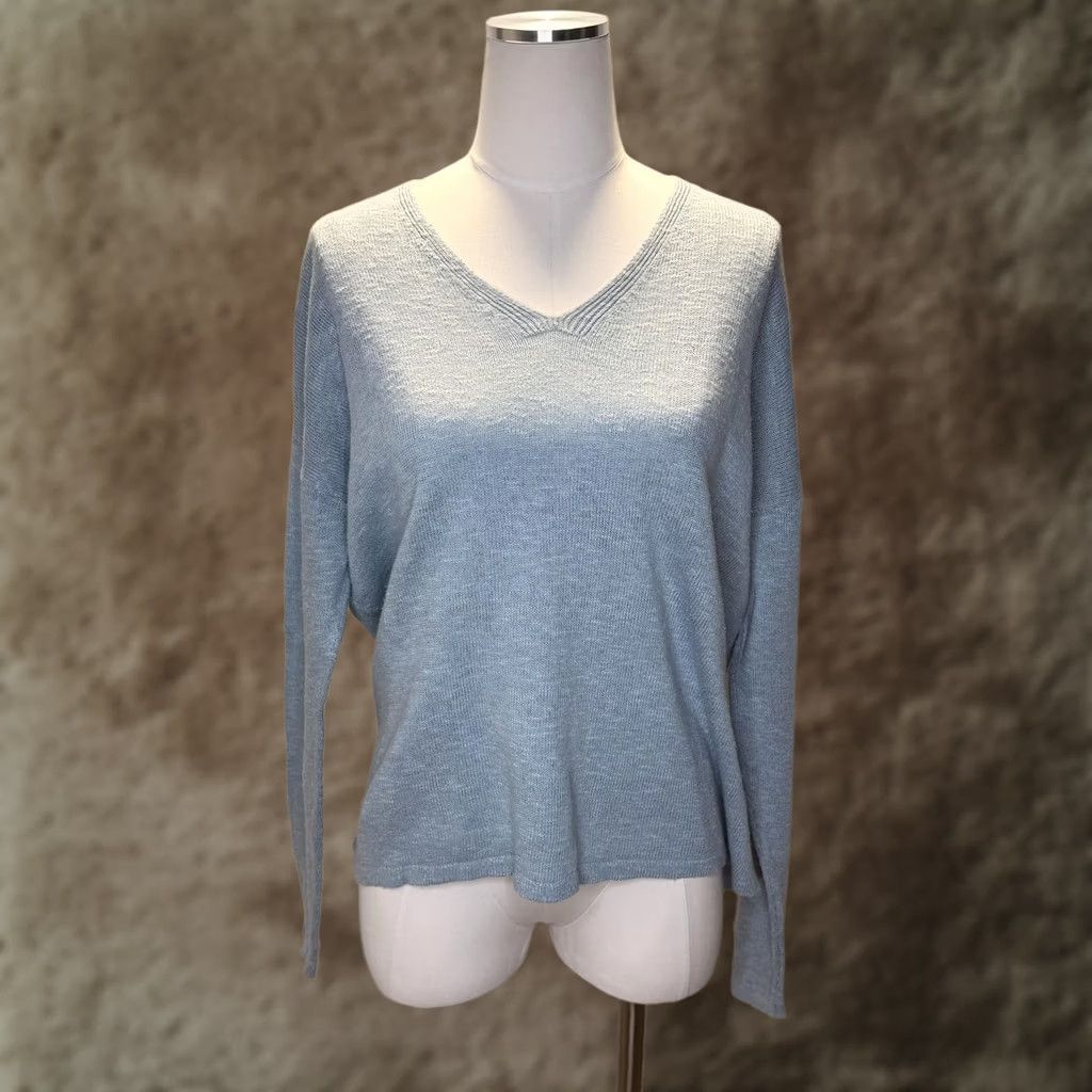 Eileen Fisher Eileen Fisher Sweater Womens Medium Blue Organic Cotton Linen V-Neck Pullover Size M / US 6-8 / IT 42-44 - 1 Thumbnail