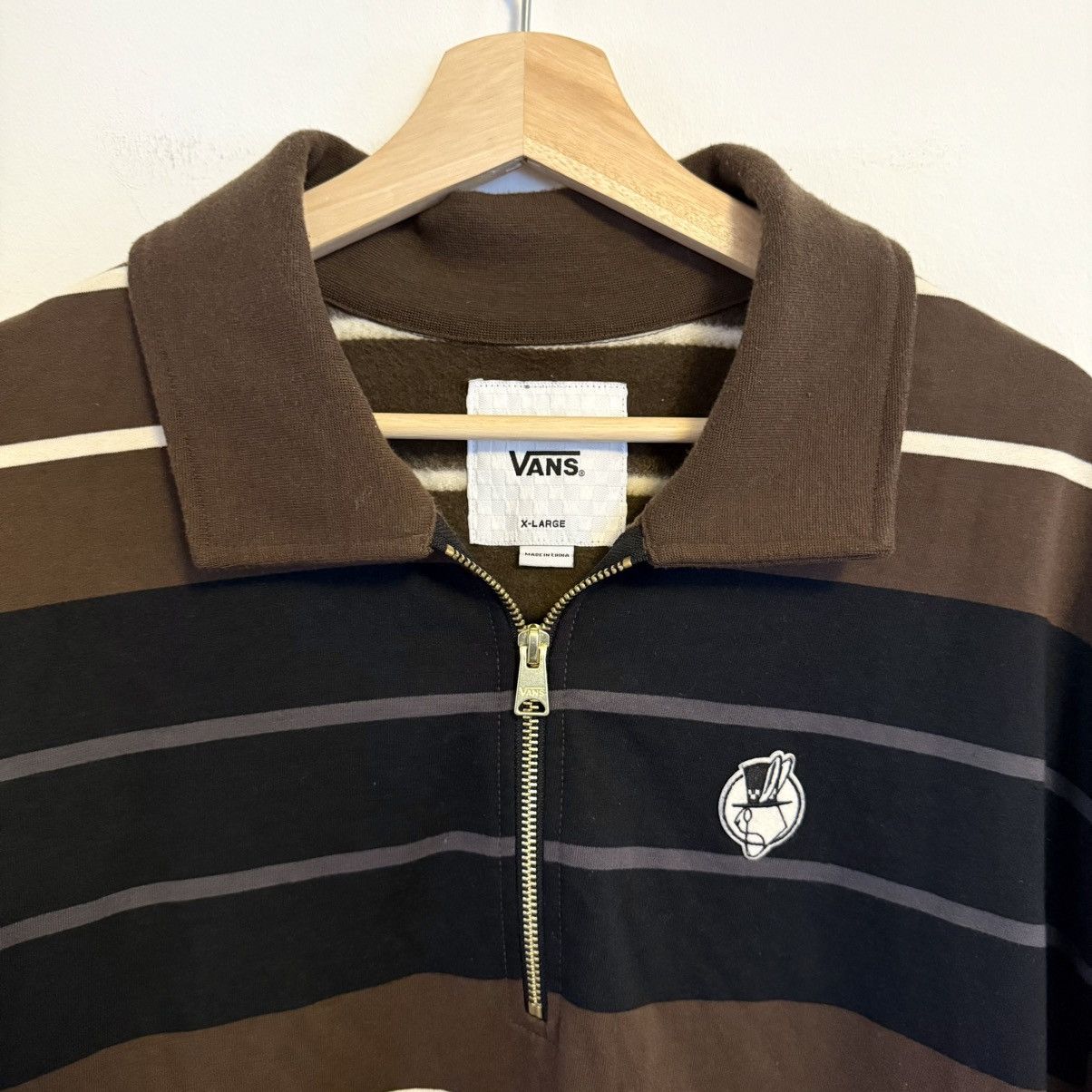 Vans Vans High Hat Fleece Quarter Zip Striped Shirt Sweater Size US XL / EU 56 / 4 - 3 Thumbnail