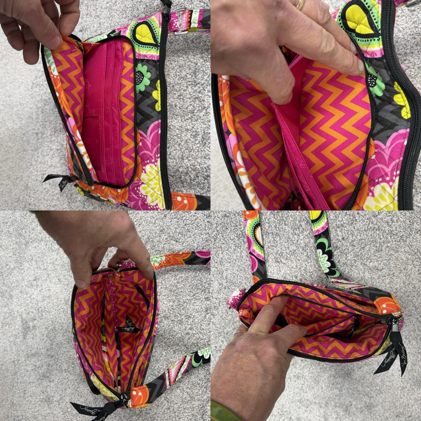 Vera Bradley Vera Bradley Crossbody Bag Small Pink Orange Floral Quilted Cotton Boho Travel Multicolor Pattern Women's Small Colorful Flower USA Womens Size ONE SIZE - 8 Thumbnail