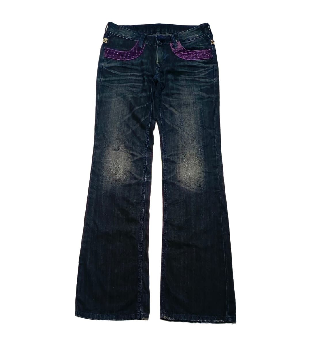 パンツ 00s tornado mart femme denim 00s Tornado Mart 'Snakeskin' Woven Laced Flare Cut Denim