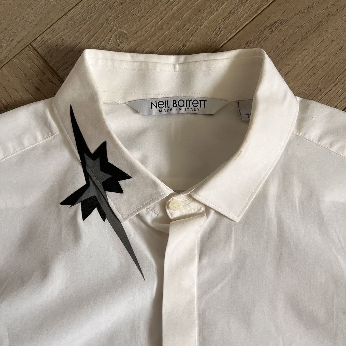 Neil Barrett Neil Barrett Thunderbolt Collar Slim Fit Shirt Size US M / EU 48-50 / 2 - 2 Thumbnail