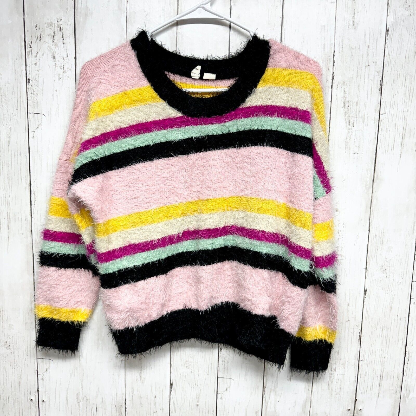Anthropologie Anthropologie Moth Sweater SM Knit Striped Sherpa Crewneck Size S / US 4 / IT 40 - 1 Thumbnail