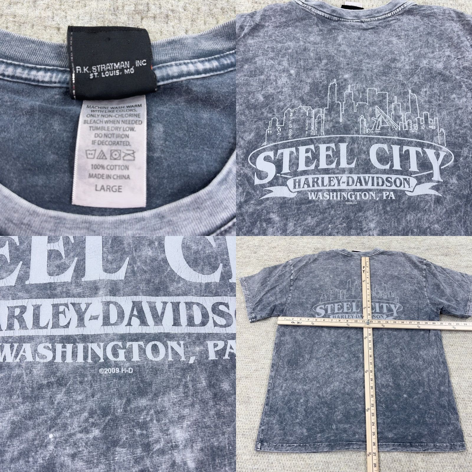 Harley Davidson VINTAGE Harley-Davidson Graphic Shirt Men Large Gray Acid Wash 80s Biker Retro Size US L / EU 52-54 / 3 - 8 Thumbnail