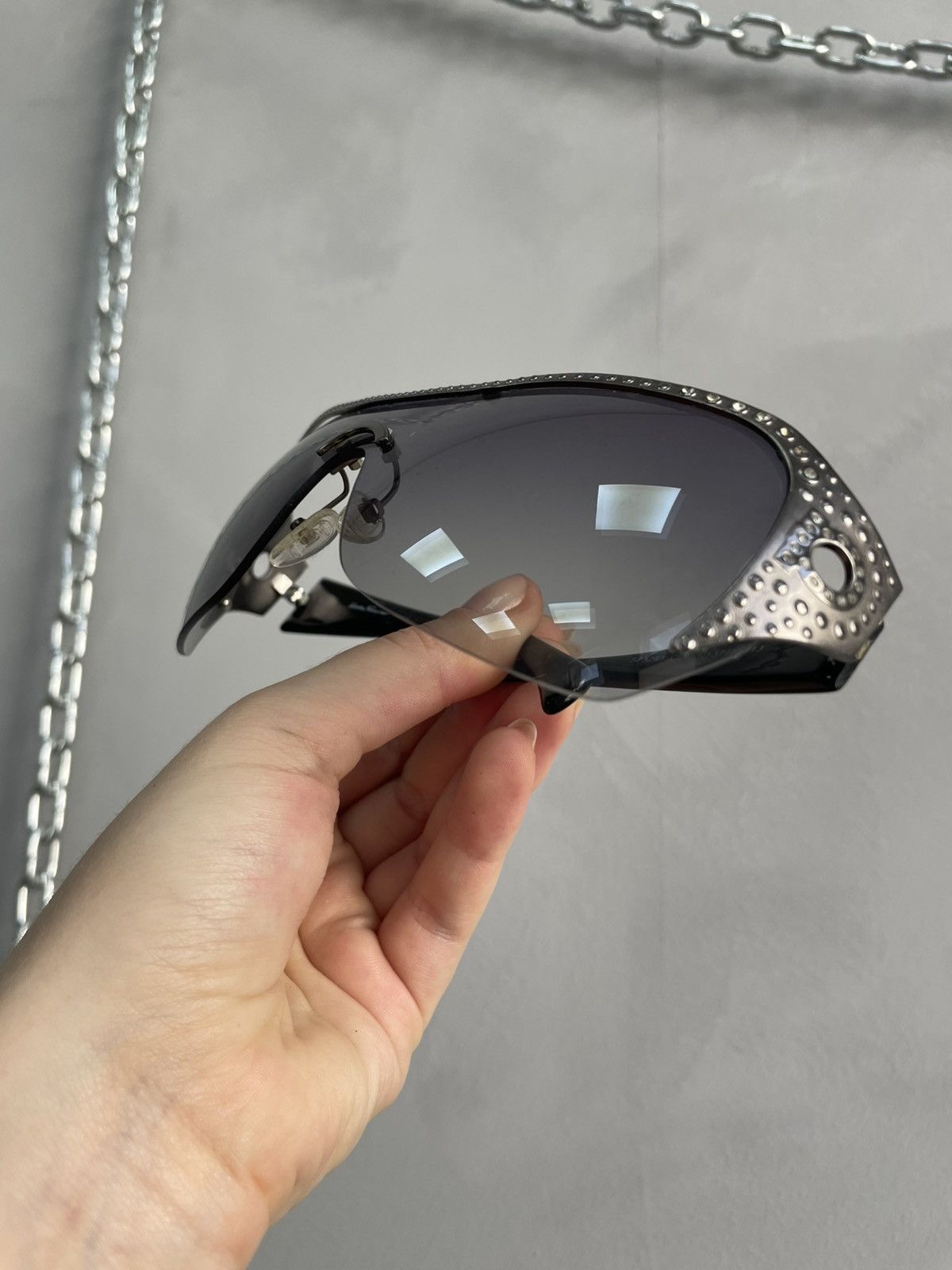 Salvatore Ferragamo Rare Salvatore Ferragamo strass shield musk sunglasses Size ONE SIZE - 2 Thumbnail