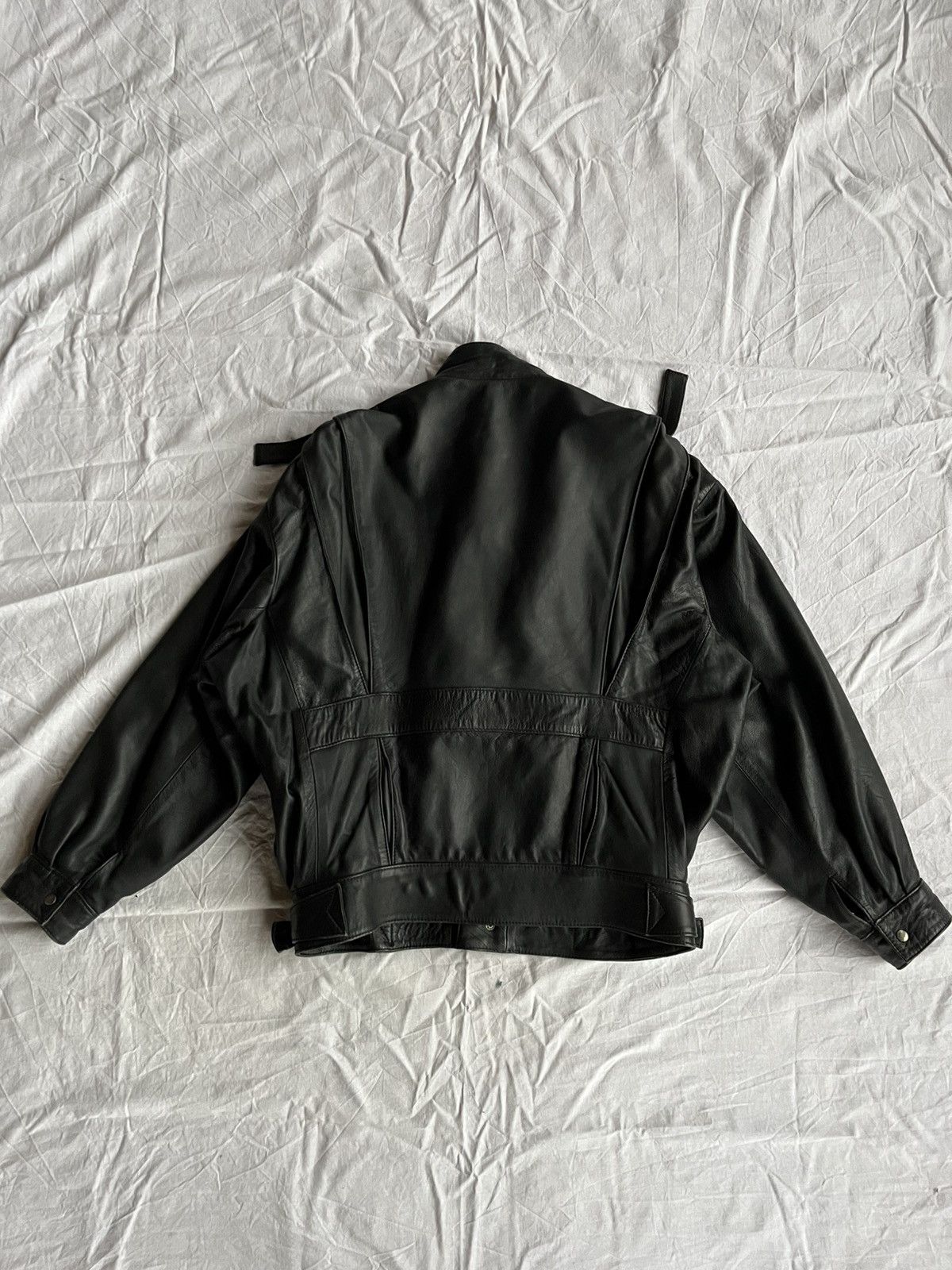 Japanese Brand Vintage Black Leather Batwing Jacket 90s Statement Size US M / EU 48-50 / 2 - 8 Thumbnail