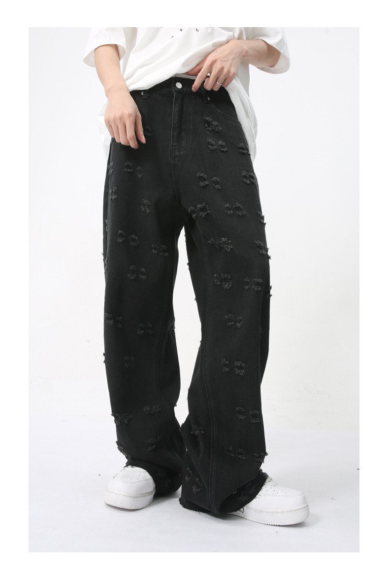 Japanese Brand Men's American-style ripped jacquard vintage jeans Size US 32 / EU 48 - 3 Thumbnail