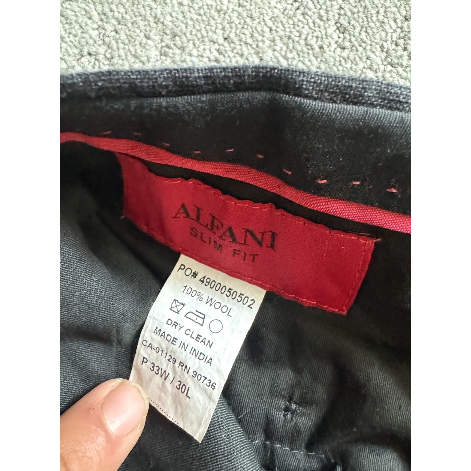 Alfani ALFANI 100% Wool Dress Pants Flat Front 33x30 Gray Formal Mens Size US 33 - 5 Thumbnail