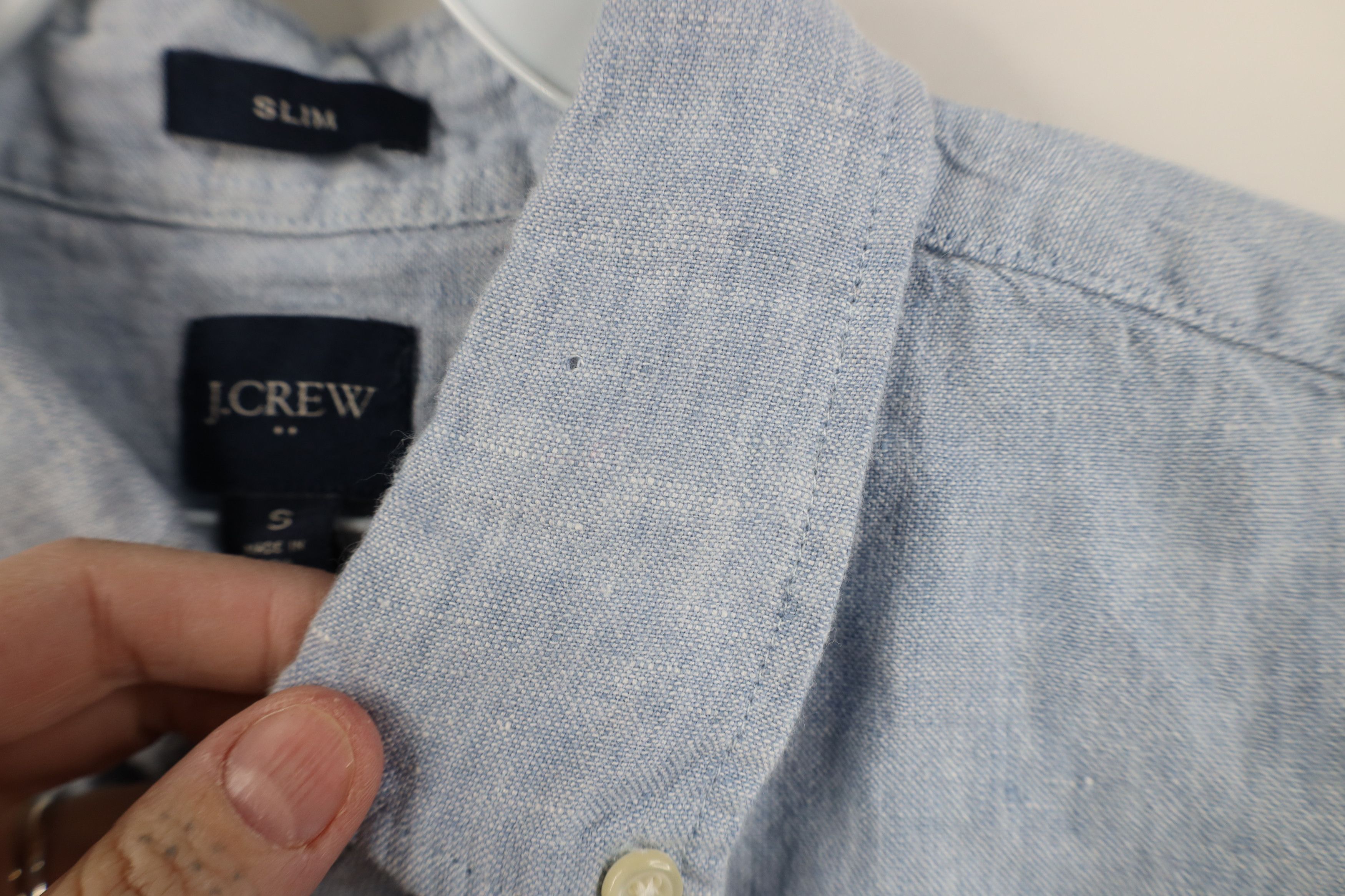 J.Crew J Crew Fit Linen Blend Knit Collared Button Down Shirt Blue Size US S / EU 44-46 / 1 - 5 Thumbnail