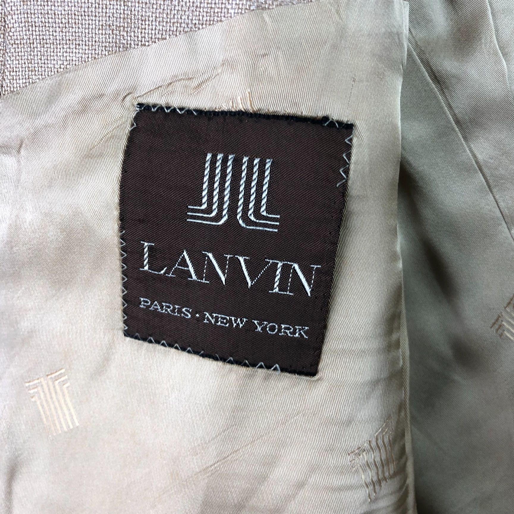 Lanvin VINTAGE Lanvin Blazer Jacket Mens Wool Blend Tan 46 Short Notch Lapel 2-Button Metal Buttons 46 S Size 46R - 4 Thumbnail