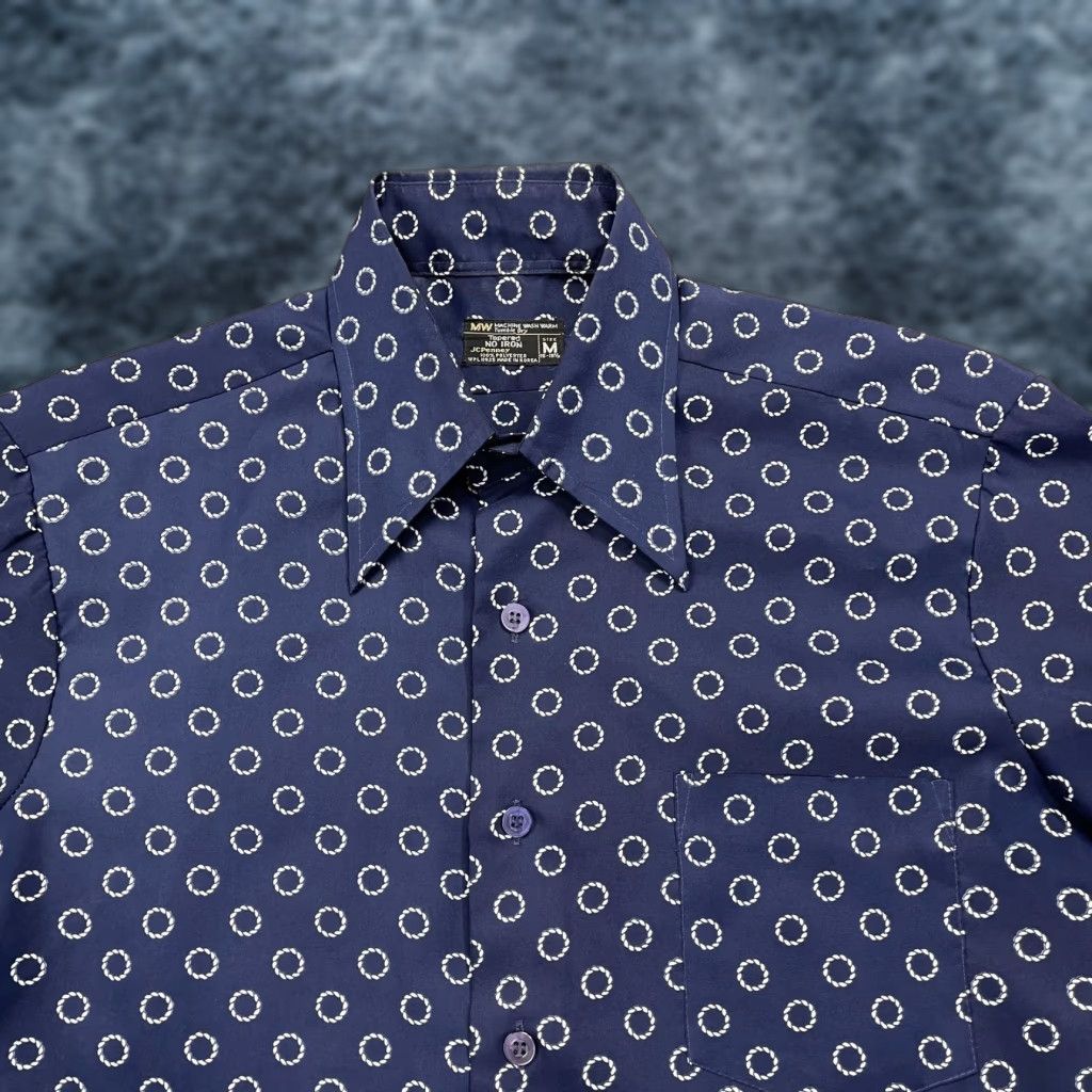JCPenney VINTAGE JCPenney Shirt Mens Medium Short Sleeve Blue Polka Dot No Iron 70s Size US M / EU 48-50 / 2 - 1 Thumbnail