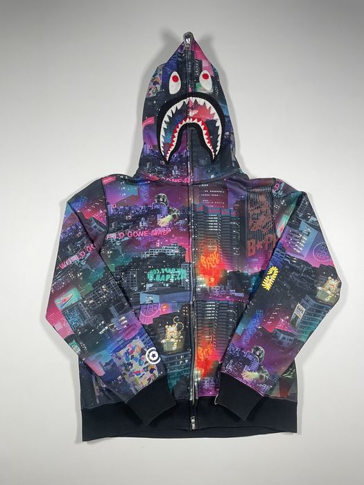 Bape neon discount tokyo shark hoodie