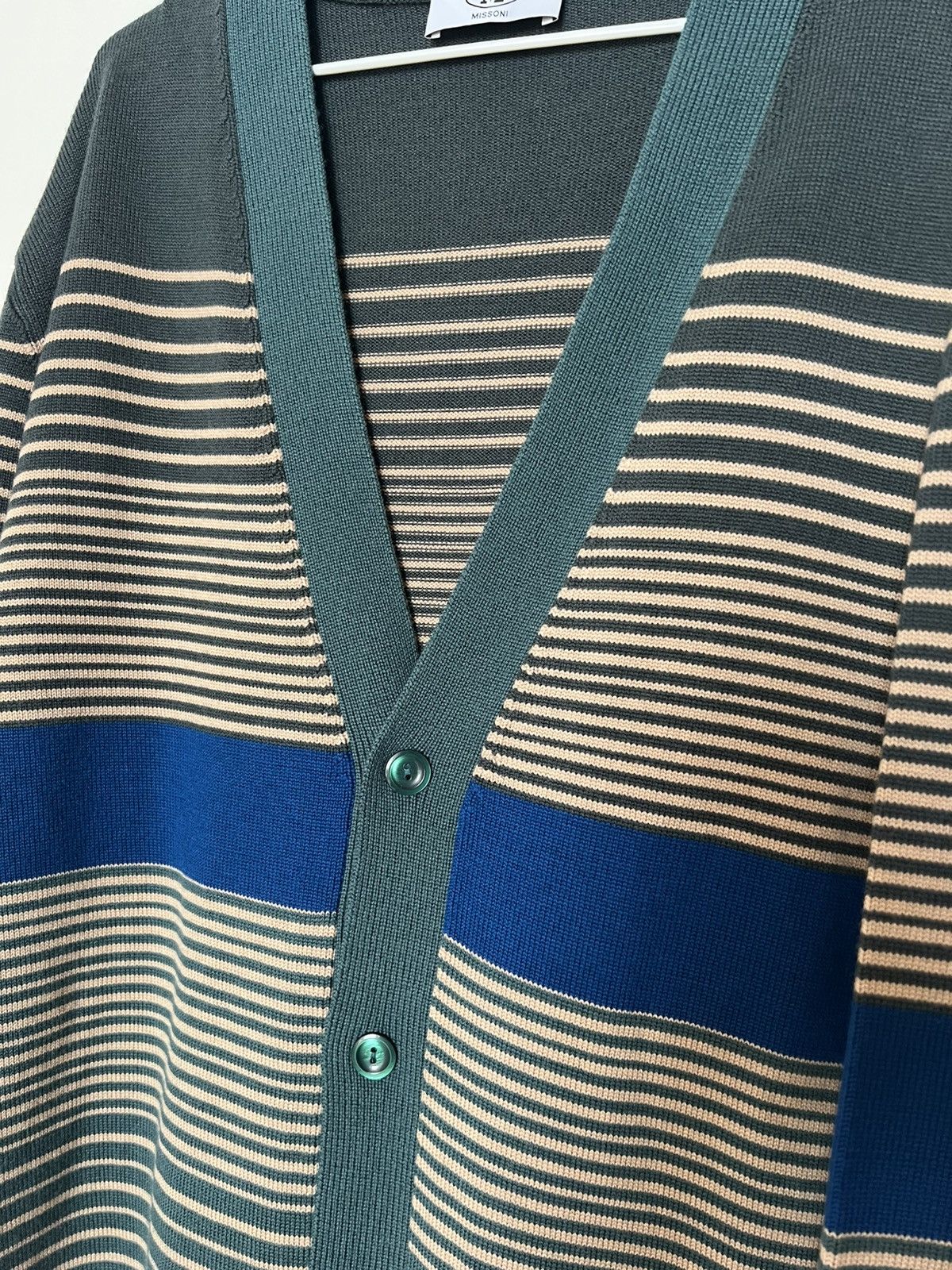 Missoni MISSONI Wool Striped Cardigan Multicolour Green Large Men L Size US L / EU 52-54 / 3 - 4 Thumbnail